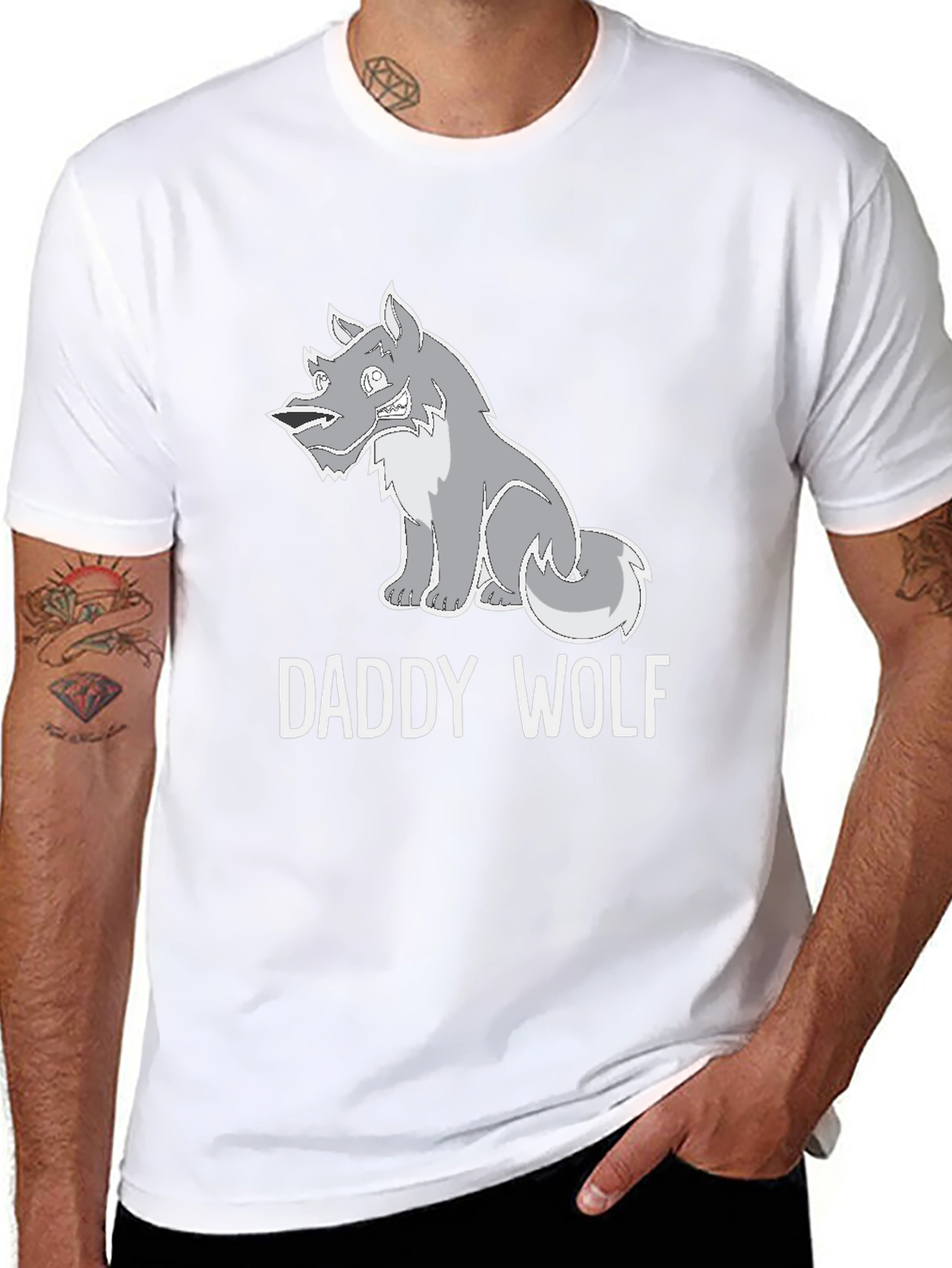 Daddy Wolf Graphic Tee - Black Cotton T-Shirt