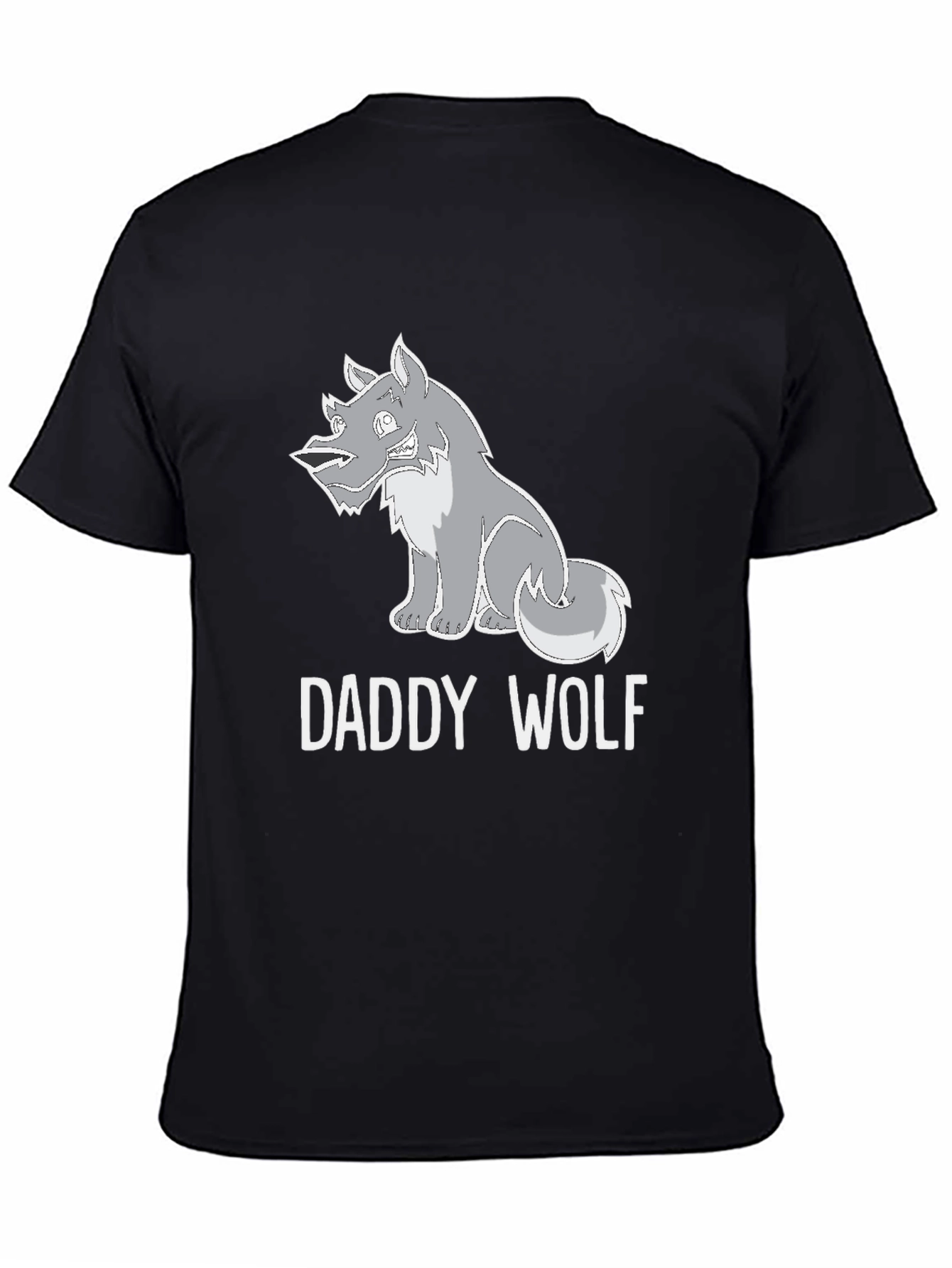 Daddy Wolf Graphic Tee - Black Cotton T-Shirt