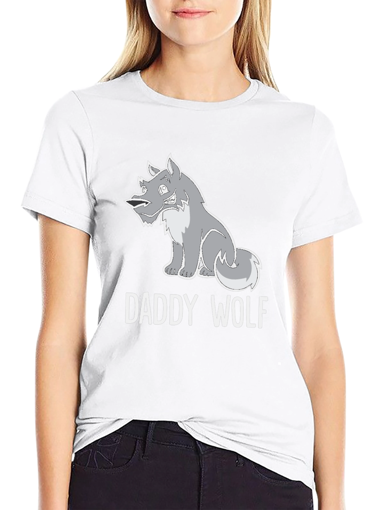 Daddy Wolf Graphic Tee - Black Cotton T-Shirt