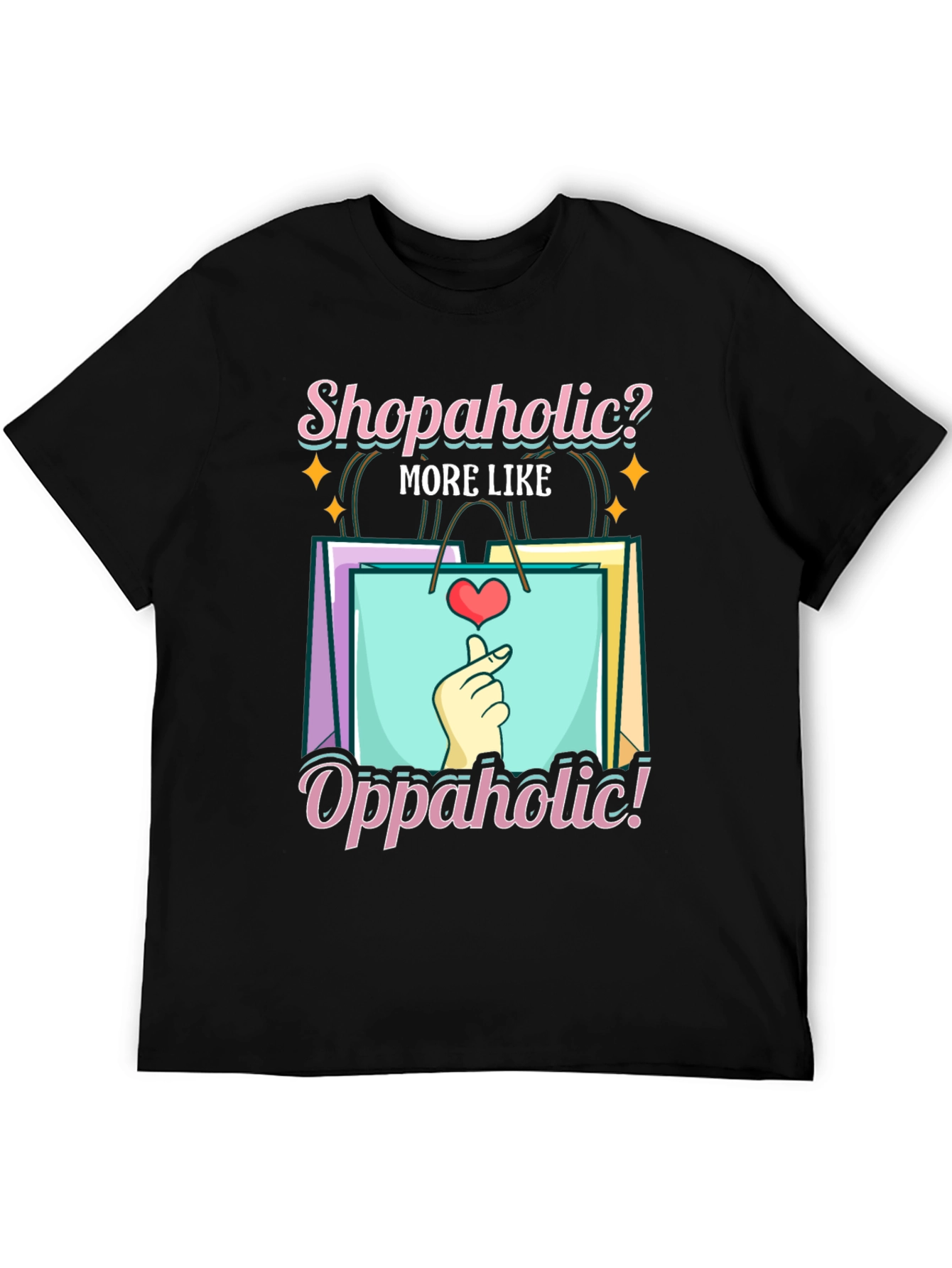 Shopaholic? Oppaholic! Black Graphic Tee