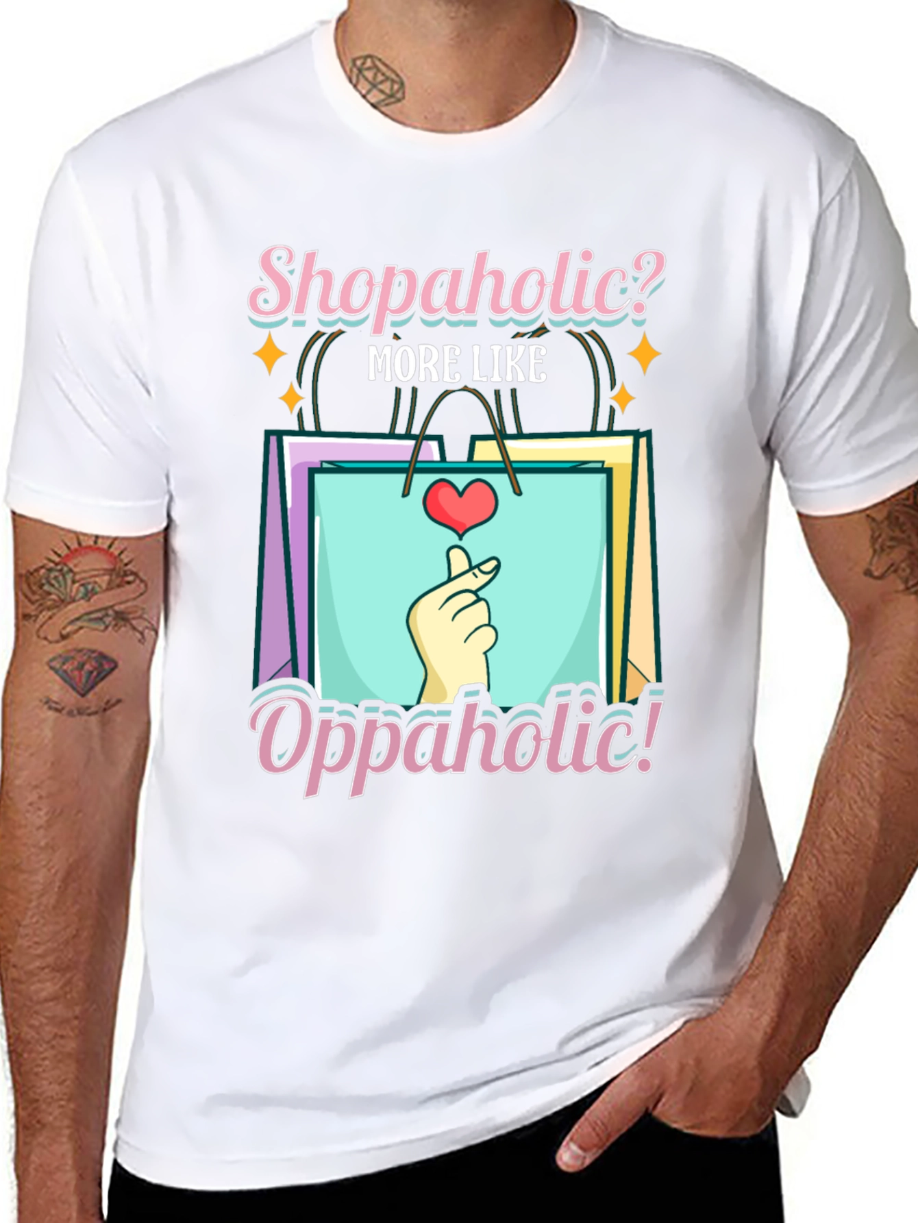 Shopaholic? Oppaholic! Black Graphic Tee