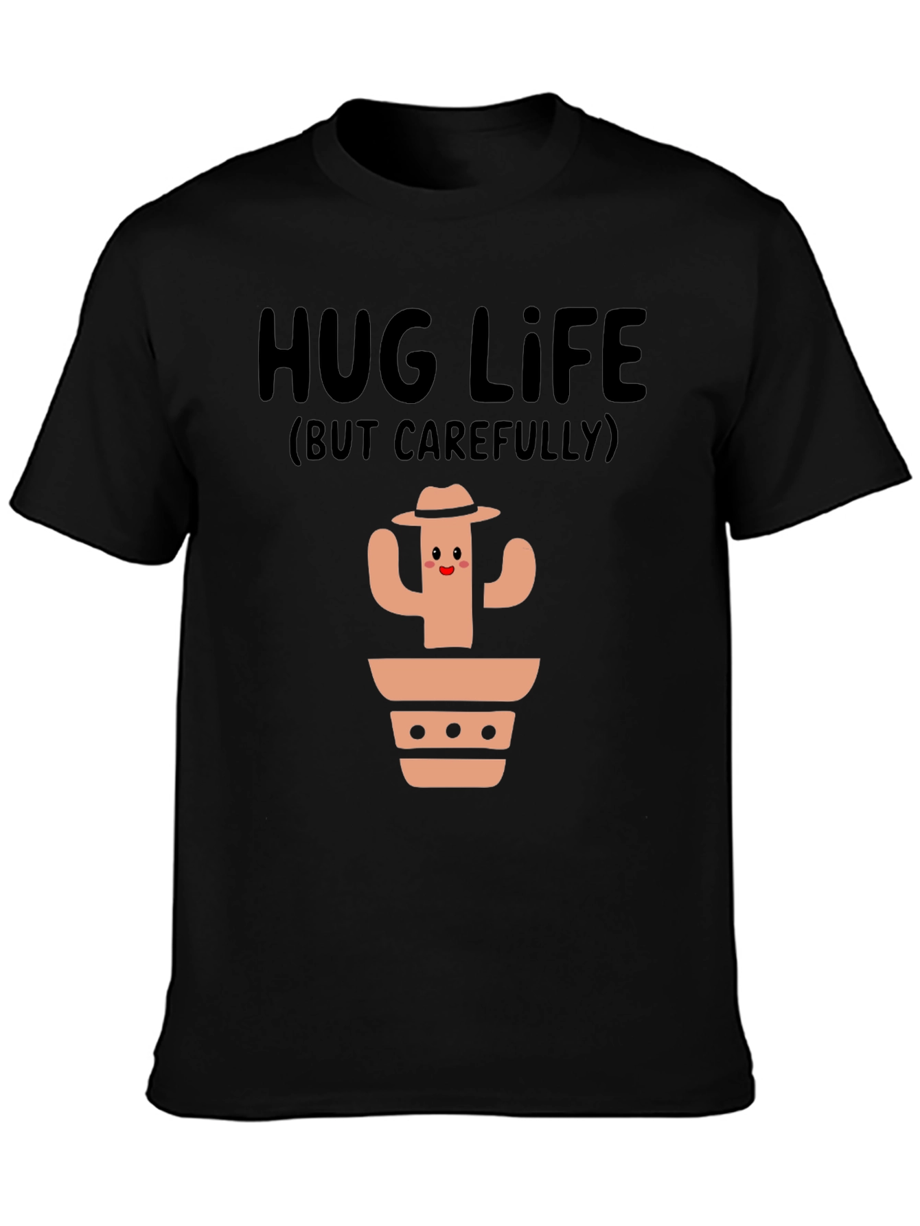 Hug Life Cactus Graphic T-Shirt - Black Cotton Tee