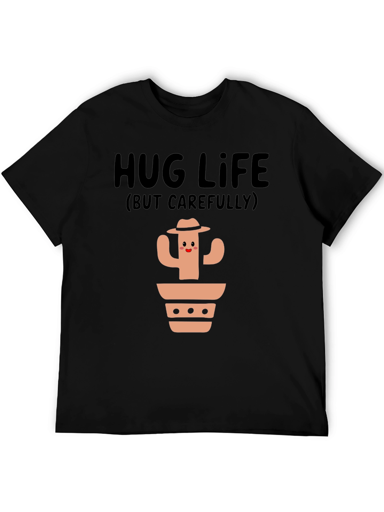 Hug Life Cactus Graphic T-Shirt - Black Cotton Tee
