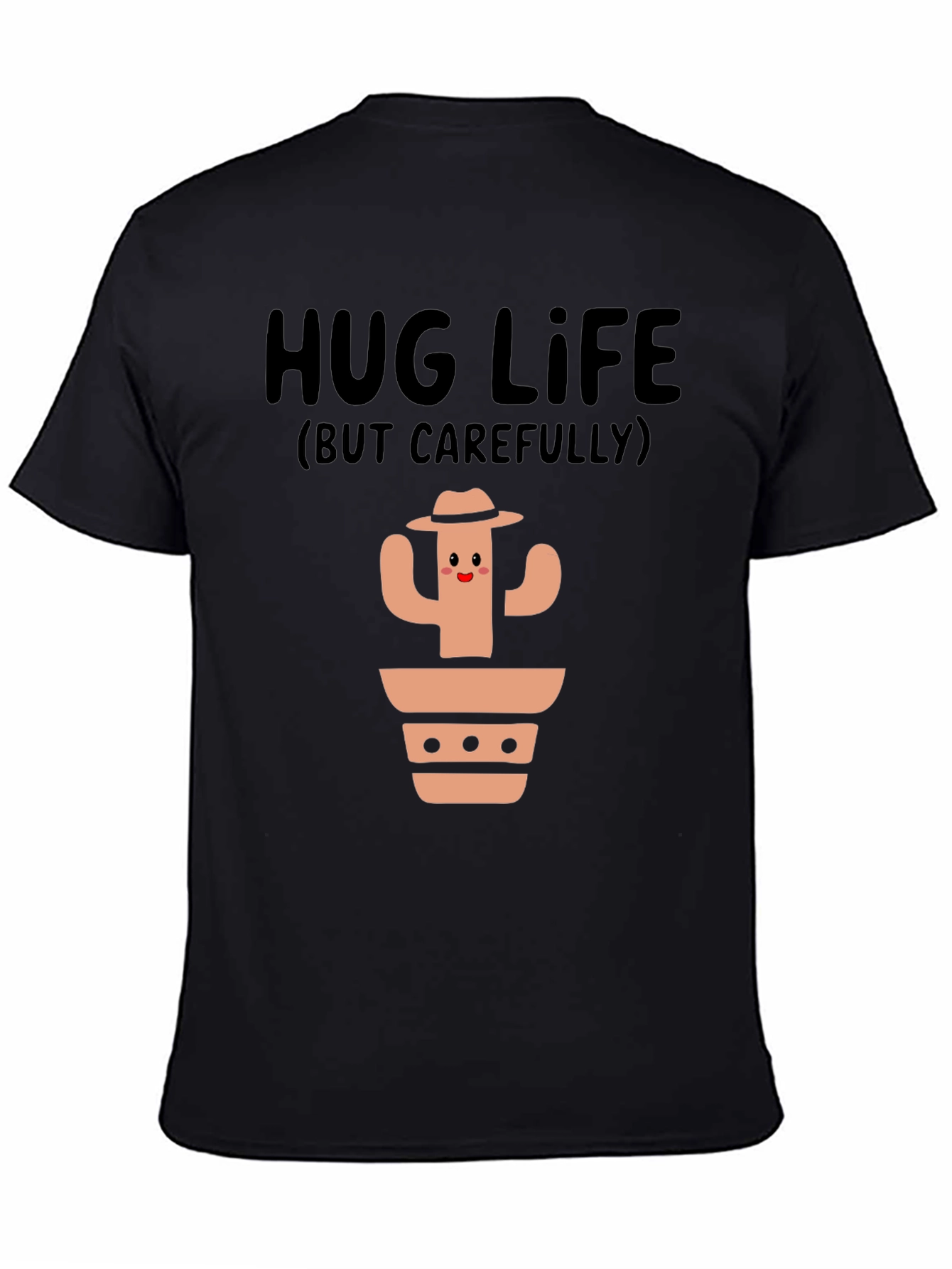 Hug Life Cactus Graphic T-Shirt - Black Cotton Tee