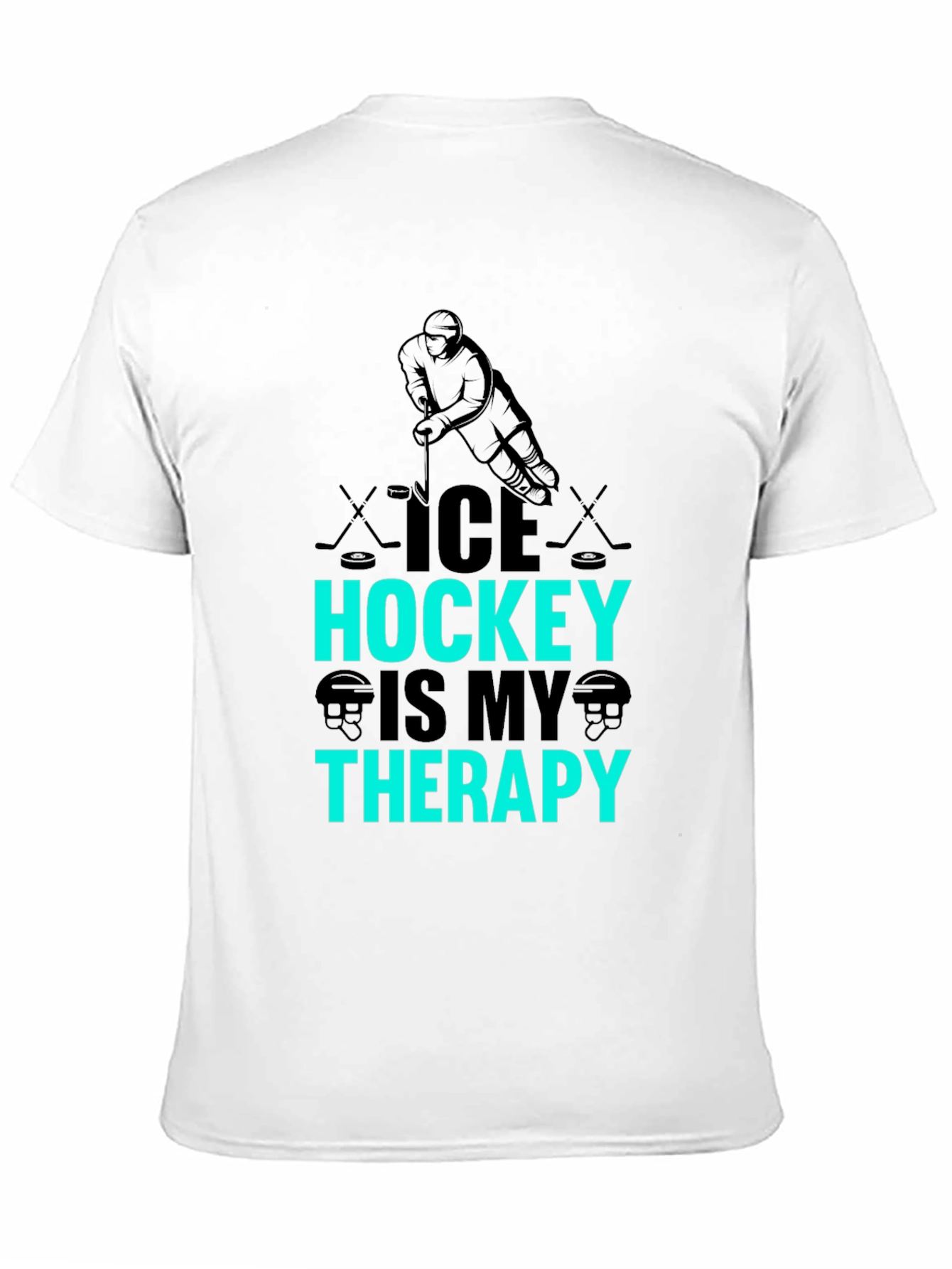 Ice Hockey Is My Therapy Black Graphic T-Shirt