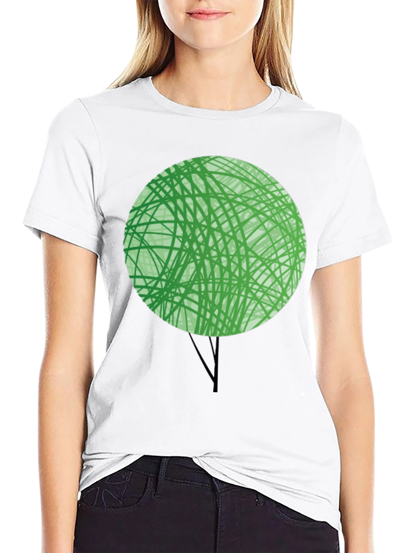 Abstract Green Tree Graphic T-Shirt - Modern Design