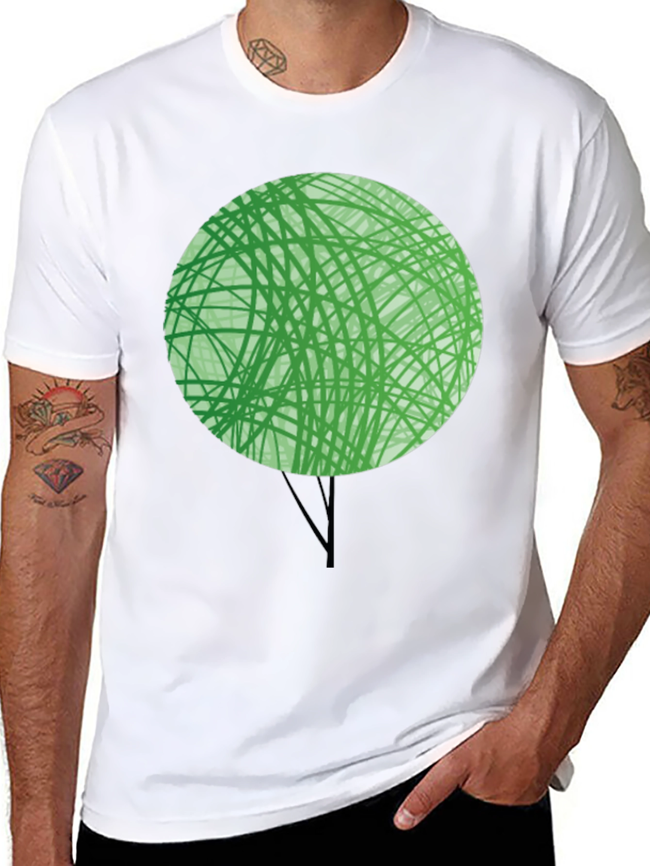 Abstract Green Tree Graphic T-Shirt - Modern Design