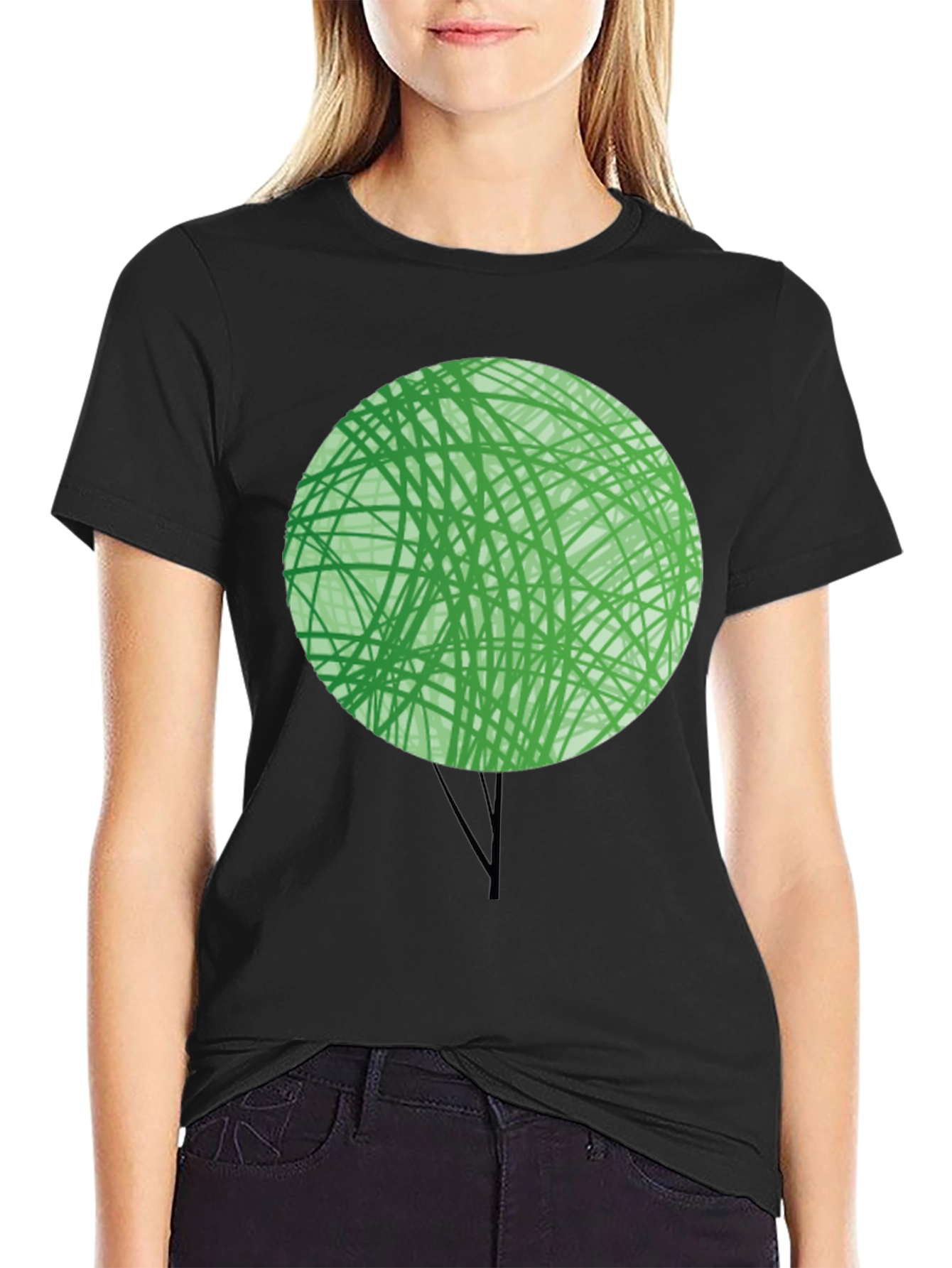 Abstract Green Tree Graphic T-Shirt - Modern Design