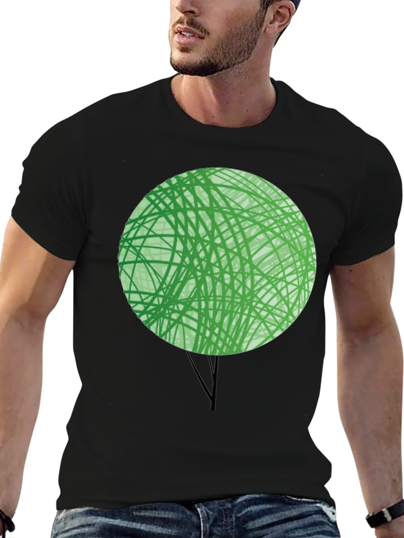 Abstract Green Tree Graphic T-Shirt - Modern Design