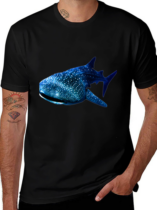Whale Shark Graphic Tee - Black Cotton T-Shirt