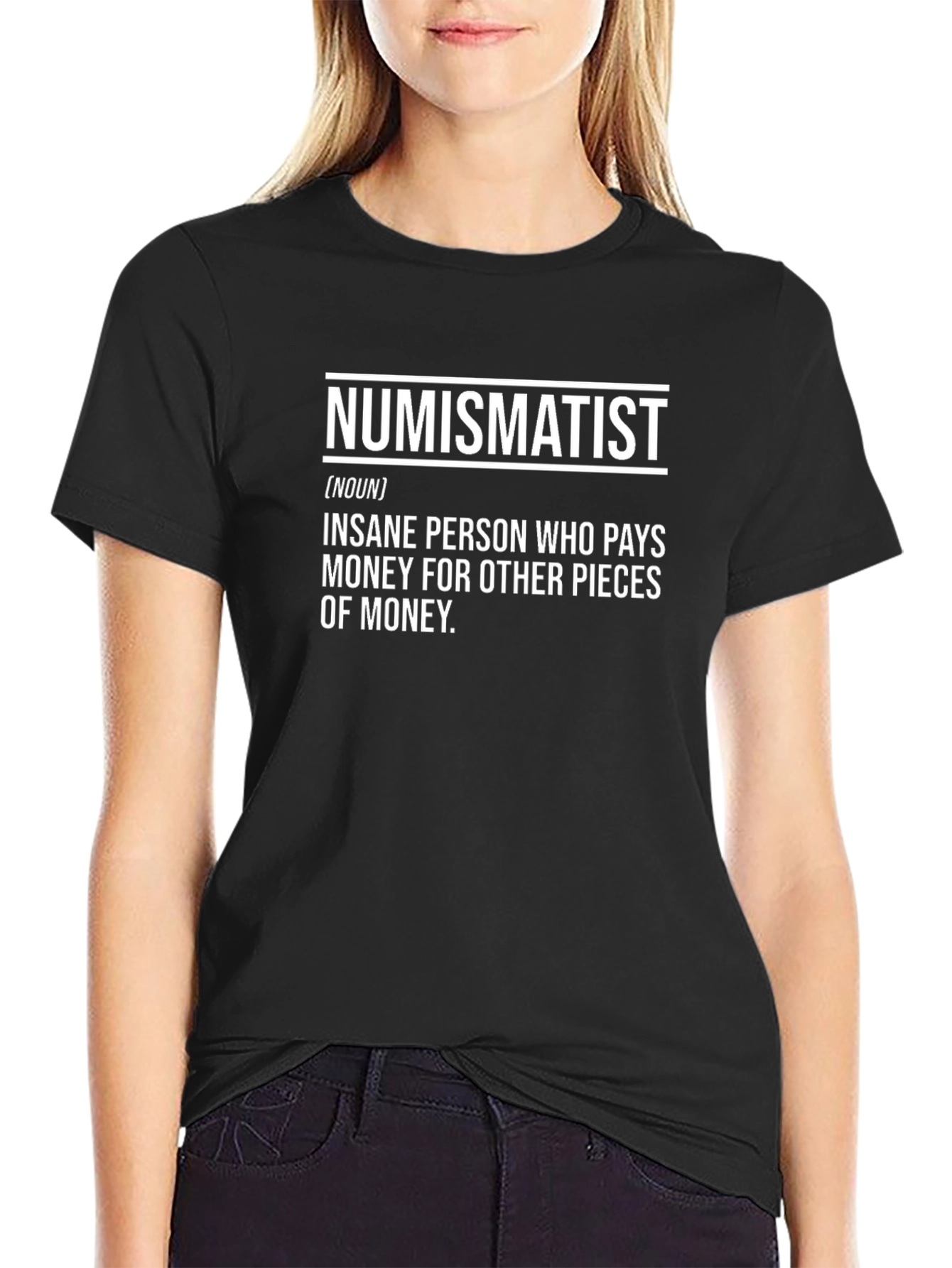 Numismatist Definition Black T-Shirt - Coin Collector Tee