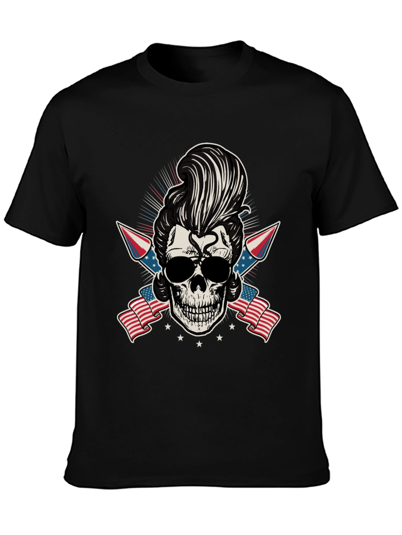 Patriotic Skull T-Shirt: Rockabilly Style
