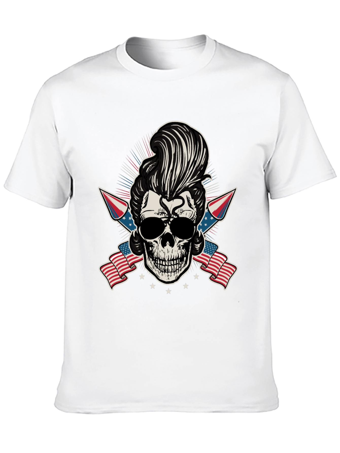 Patriotic Skull T-Shirt: Rockabilly Style
