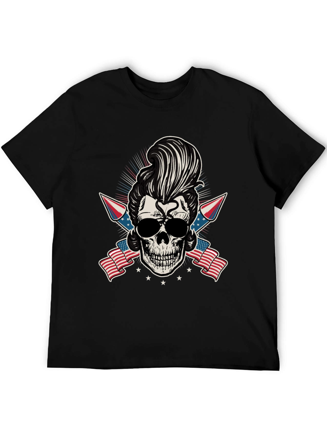 Patriotic Skull T-Shirt: Rockabilly Style