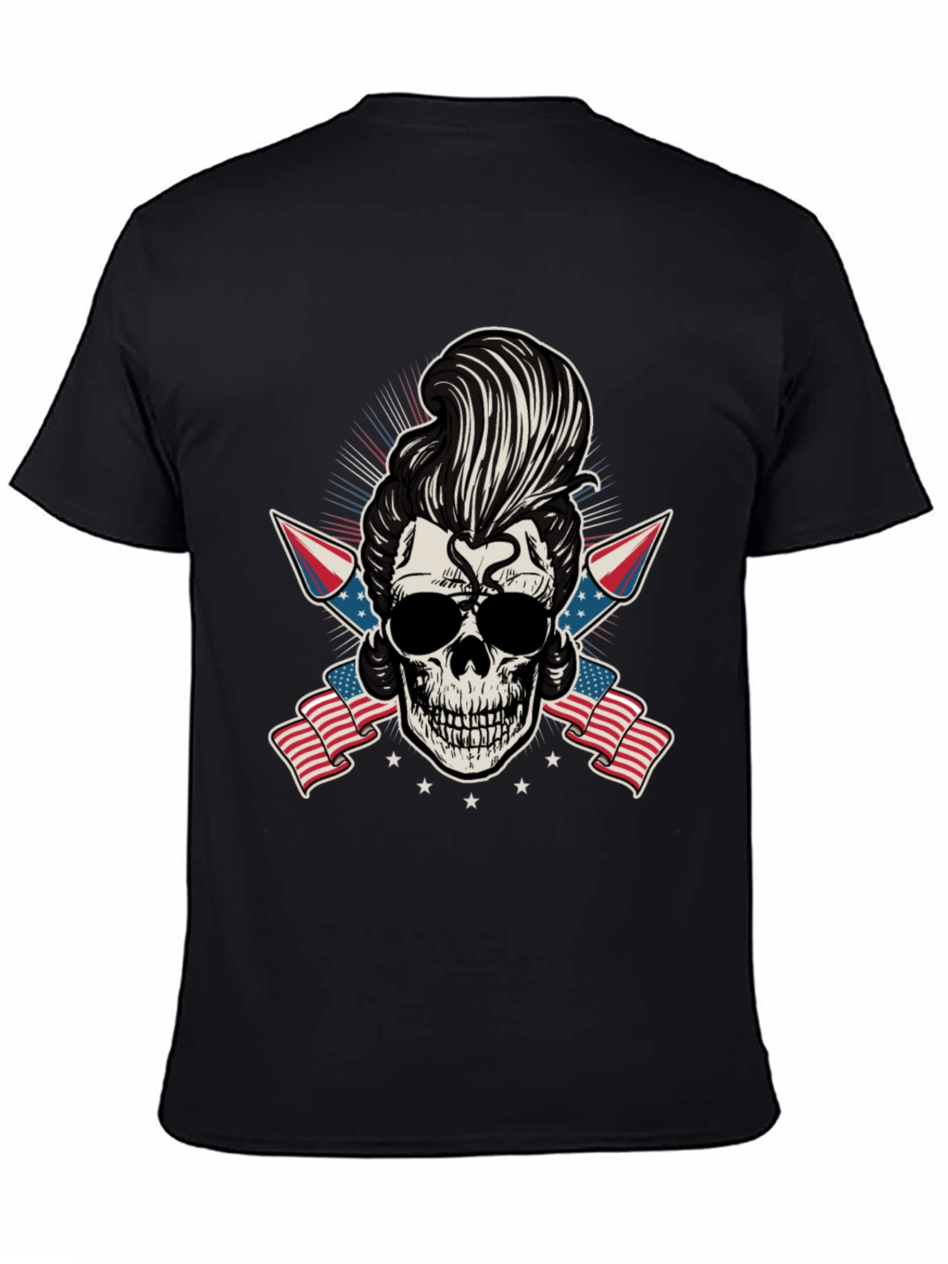 Patriotic Skull T-Shirt: Rockabilly Style