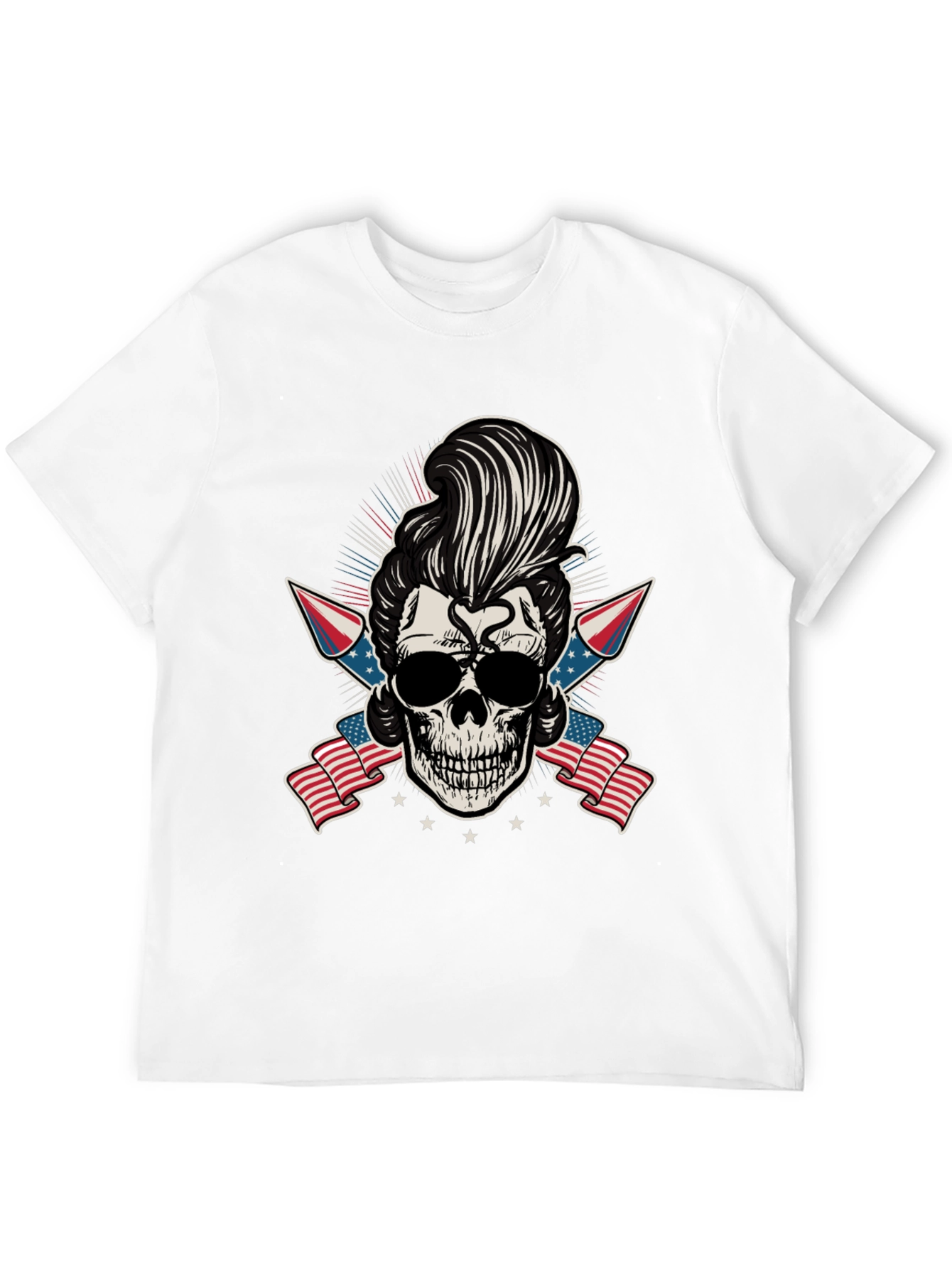 Patriotic Skull T-Shirt: Rockabilly Style