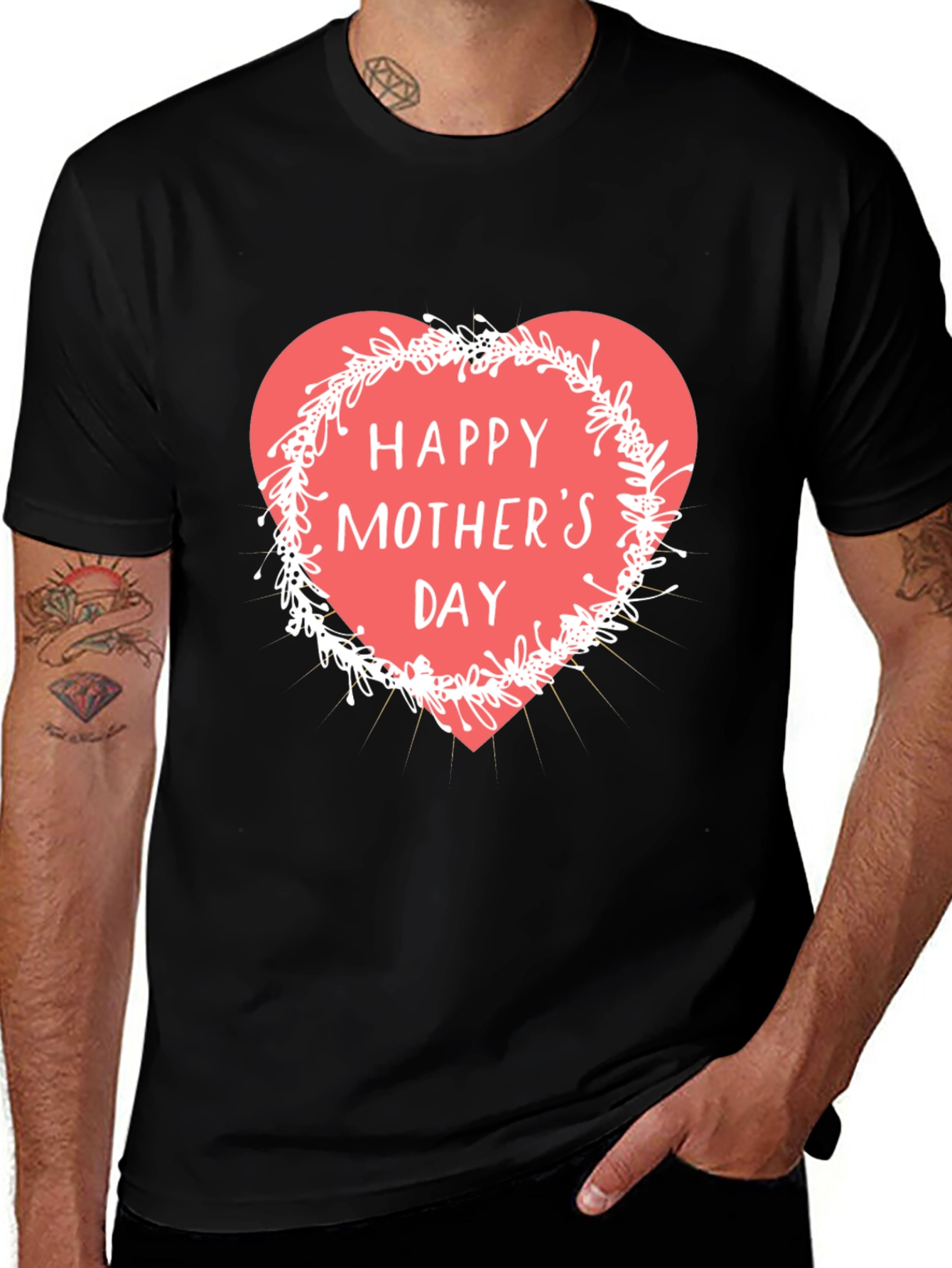 Happy Mothers Day T-Shirt - Heart Design Soft Fabric