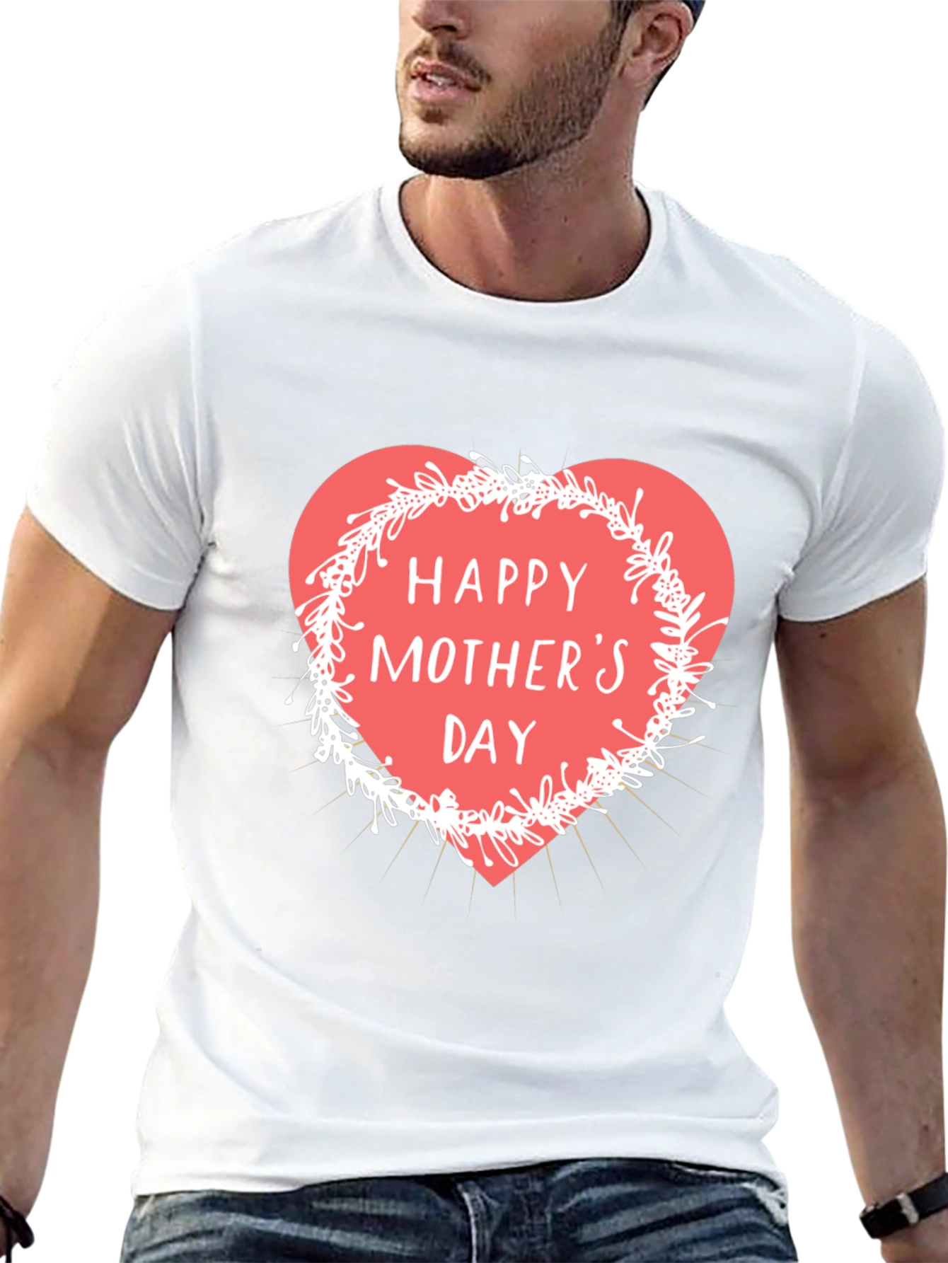 Happy Mothers Day T-Shirt - Heart Design Soft Fabric
