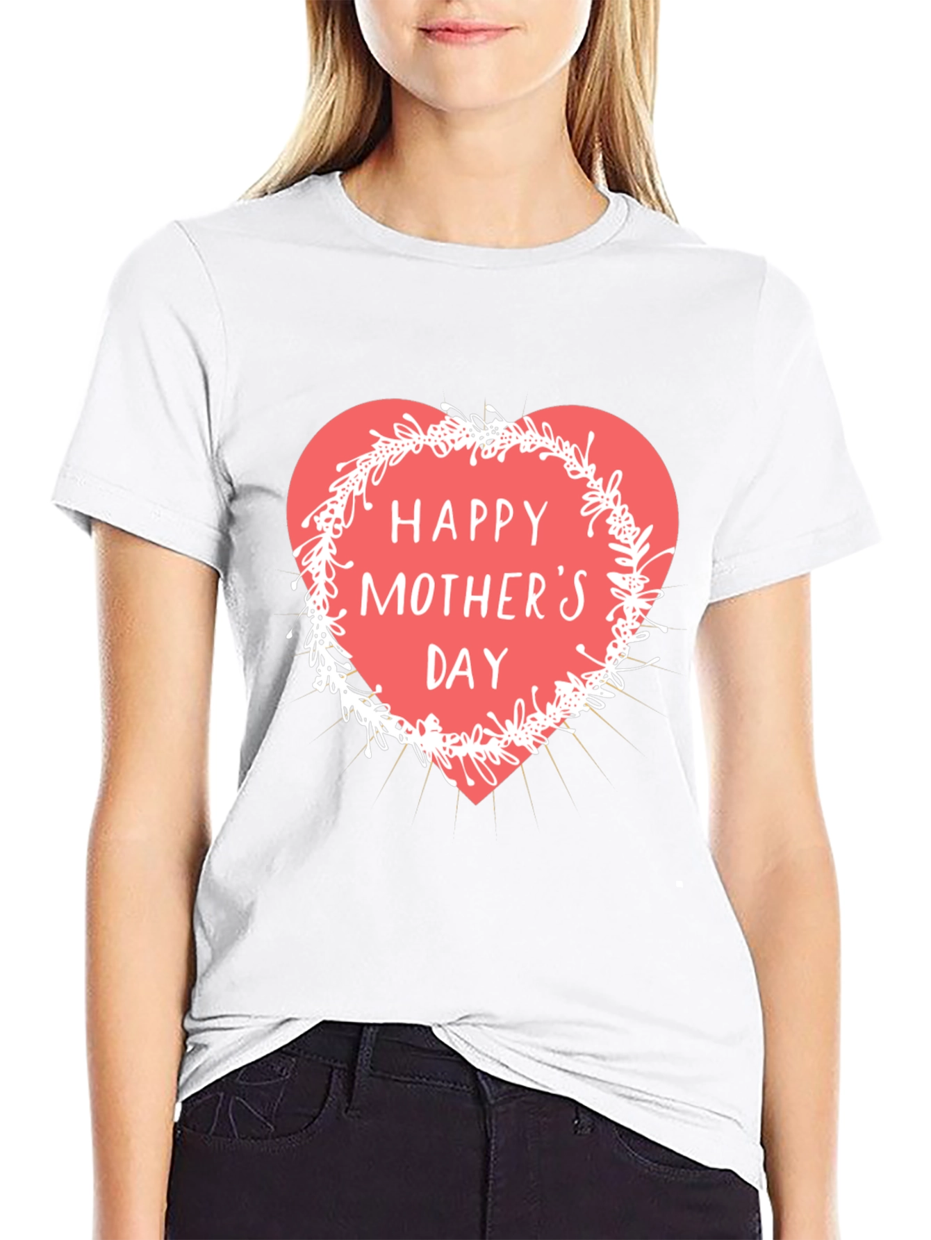Happy Mothers Day T-Shirt - Heart Design Soft Fabric