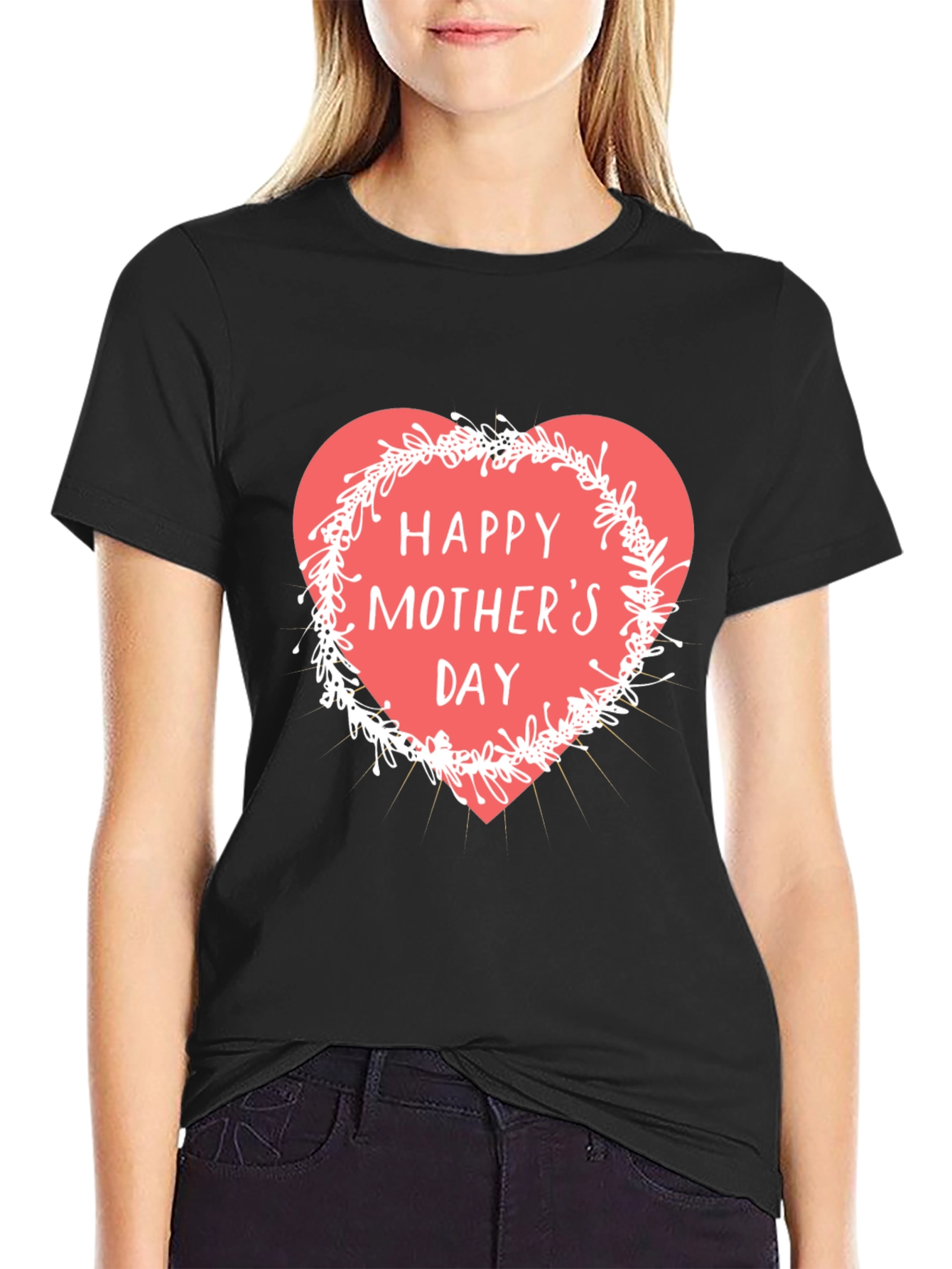 Happy Mothers Day T-Shirt - Heart Design Soft Fabric