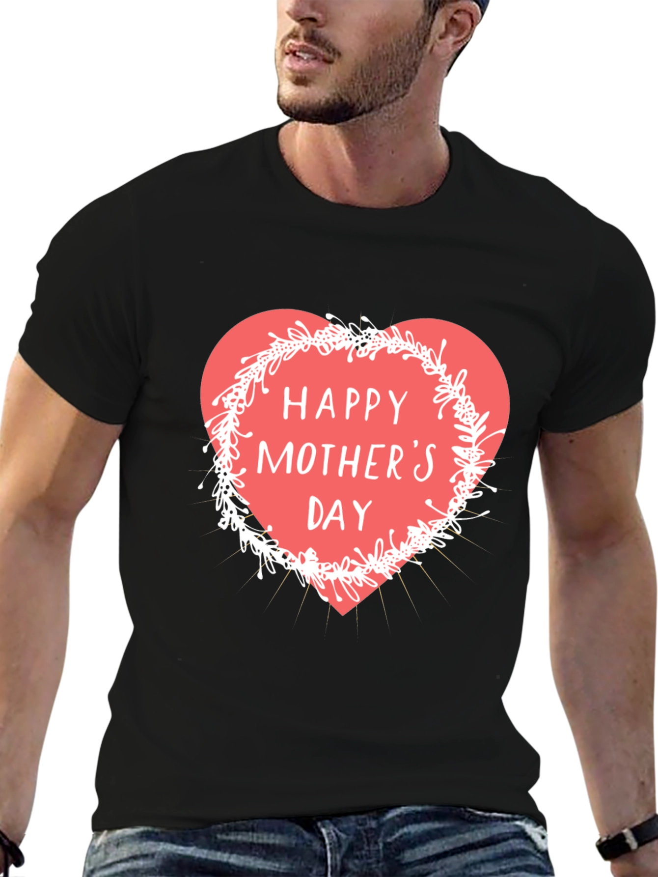 Happy Mothers Day T-Shirt - Heart Design Soft Fabric