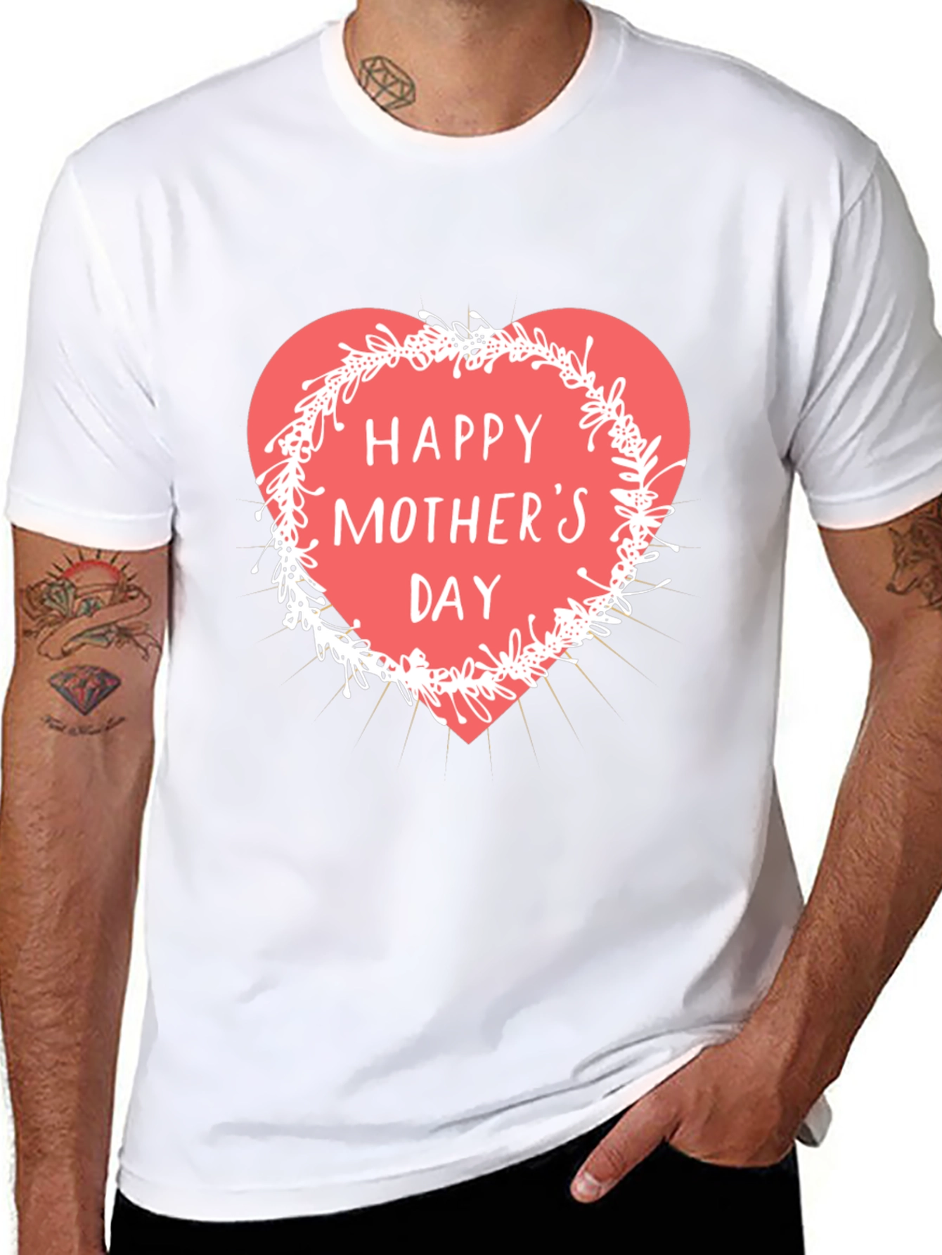 Happy Mothers Day T-Shirt - Heart Design Soft Fabric