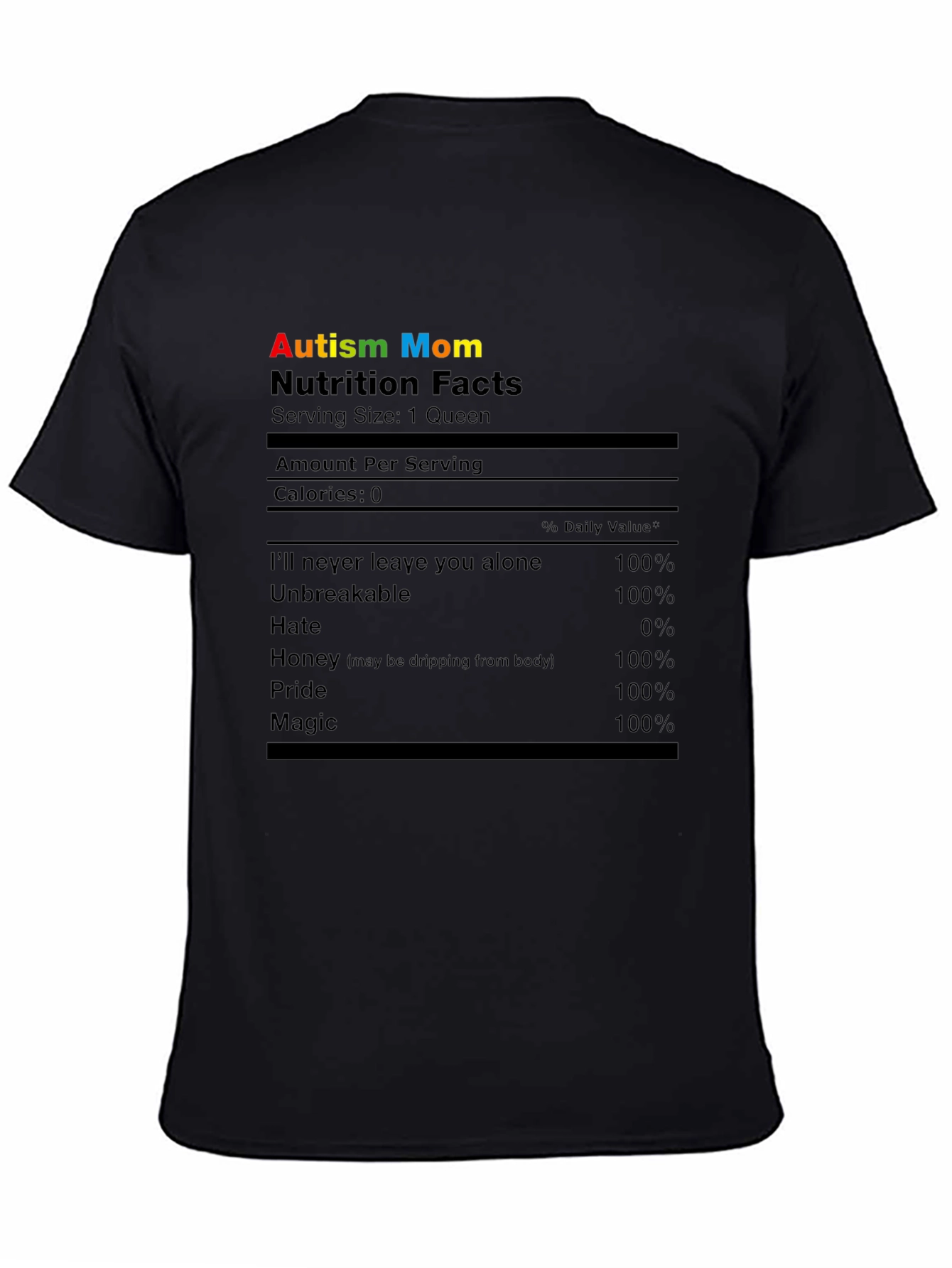 Autism Mom Nutrition Facts T-Shirt