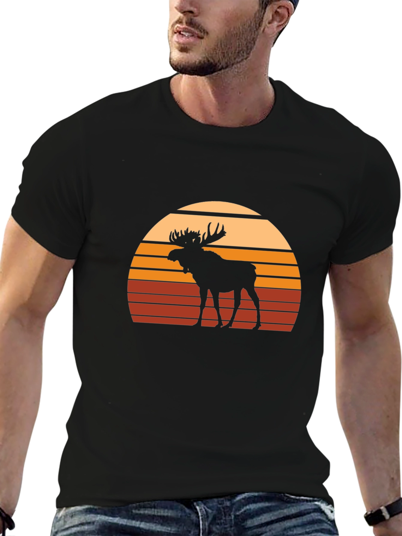 Moose Sunset Graphic Tee - Black Casual Shirt