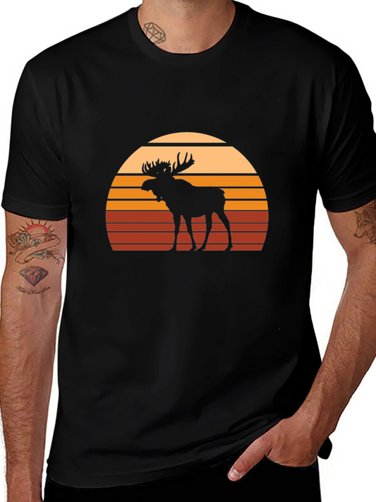 Moose Sunset Graphic Tee - Black Casual Shirt