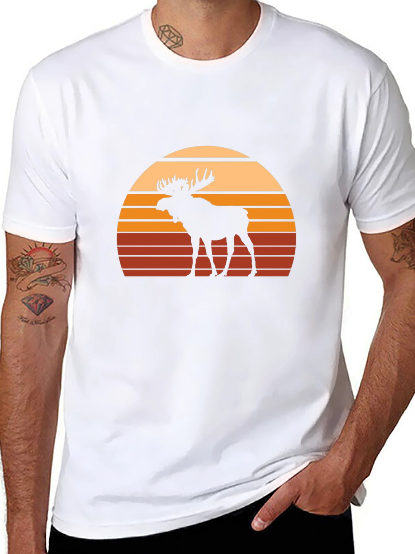 Moose Sunset Graphic Tee - Black Casual Shirt