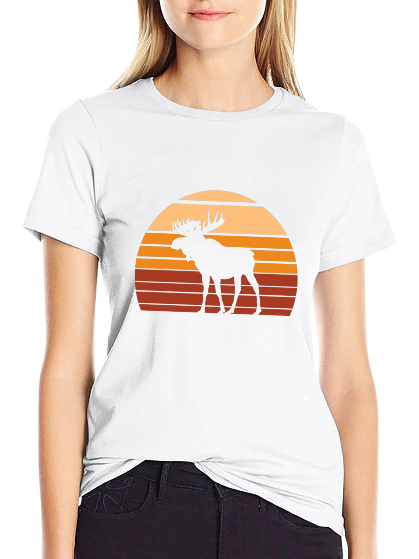 Moose Sunset Graphic Tee - Black Casual Shirt