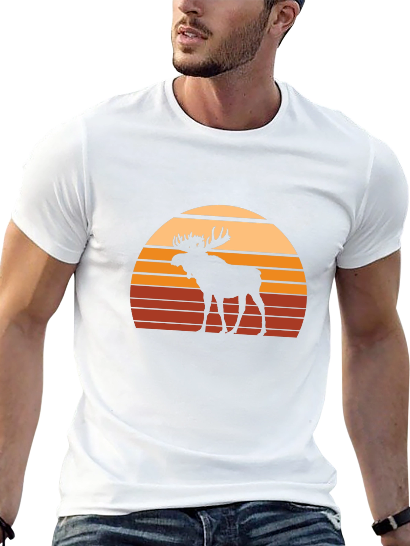 Moose Sunset Graphic Tee - Black Casual Shirt