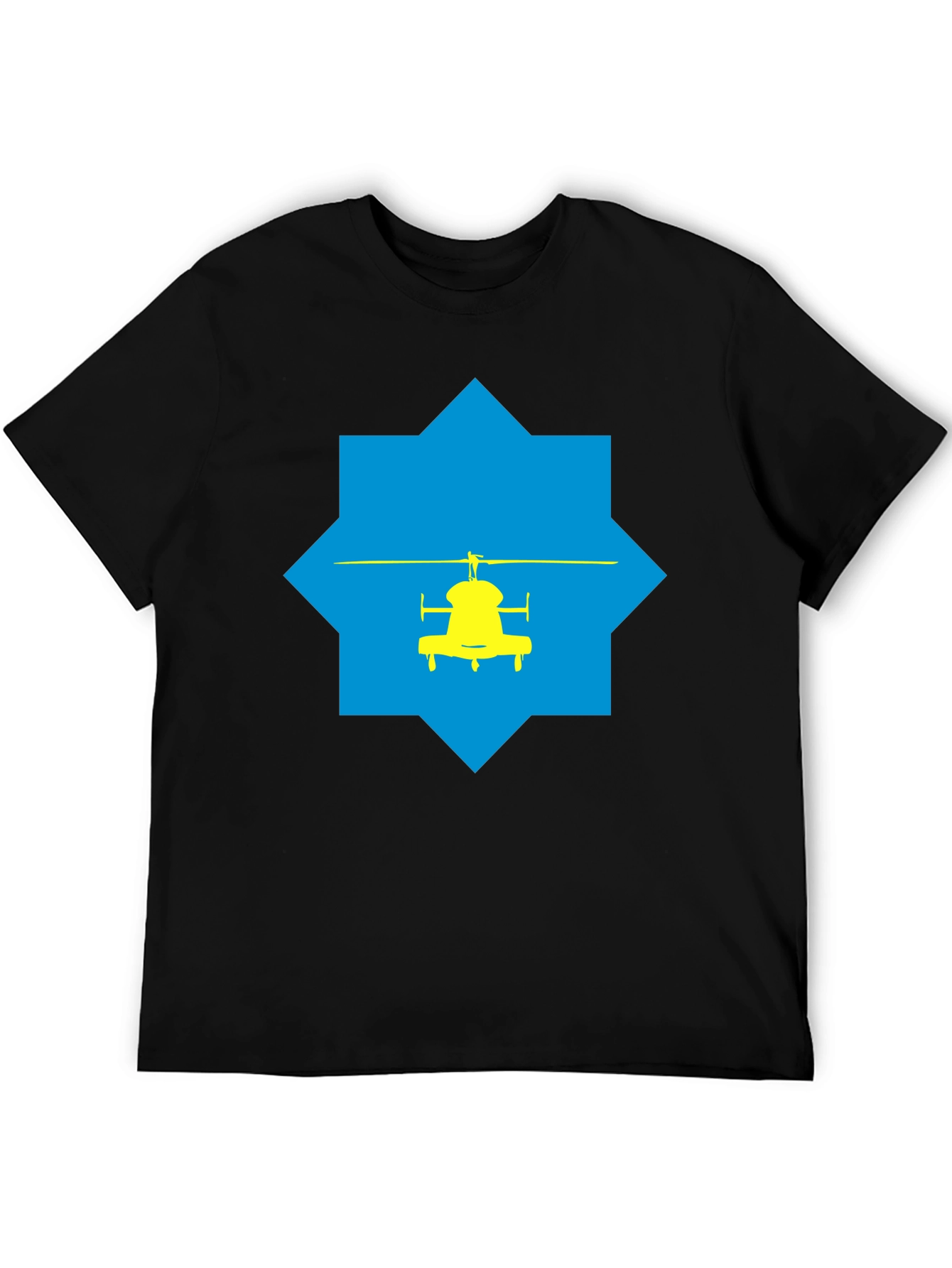 Helicopter Graphic Tee - Stylish Black Cotton T-Shirt