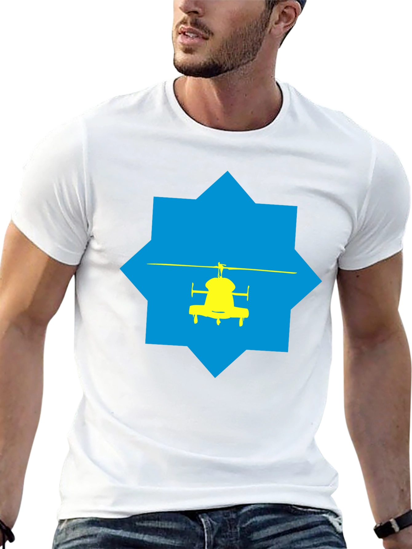 Helicopter Graphic Tee - Stylish Black Cotton T-Shirt