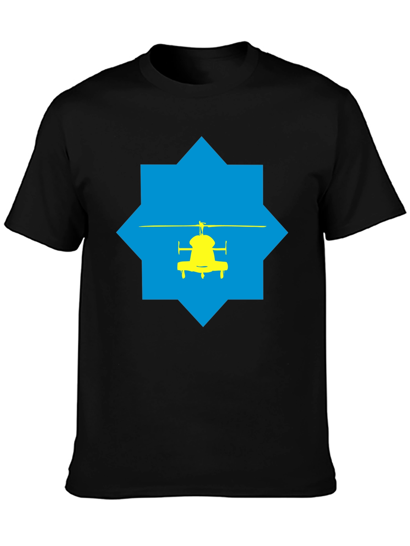 Helicopter Graphic Tee - Stylish Black Cotton T-Shirt