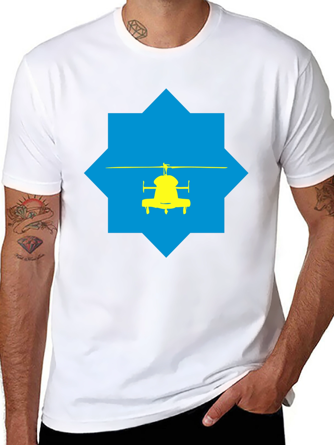 Helicopter Graphic Tee - Stylish Black Cotton T-Shirt