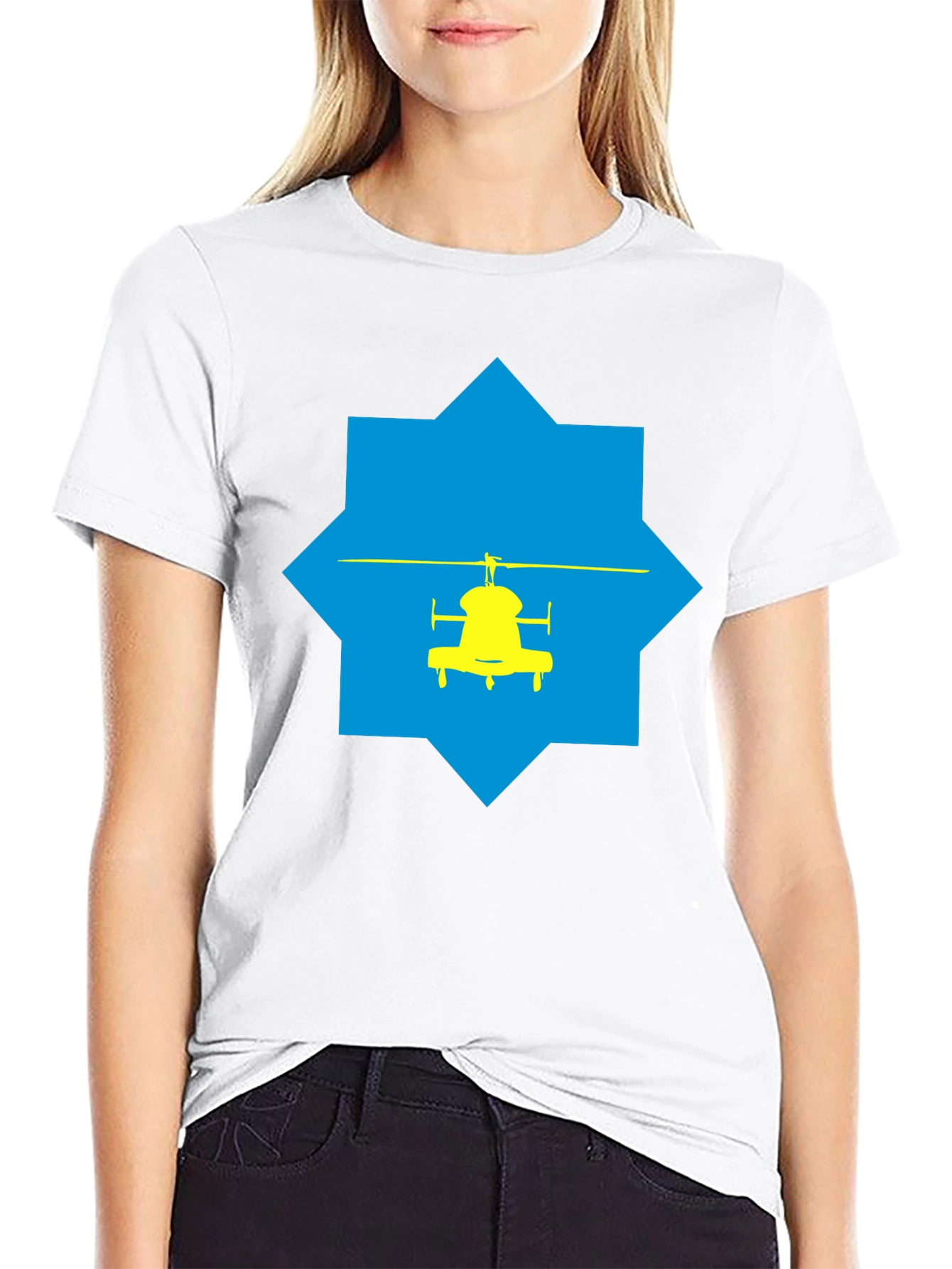 Helicopter Graphic Tee - Stylish Black Cotton T-Shirt
