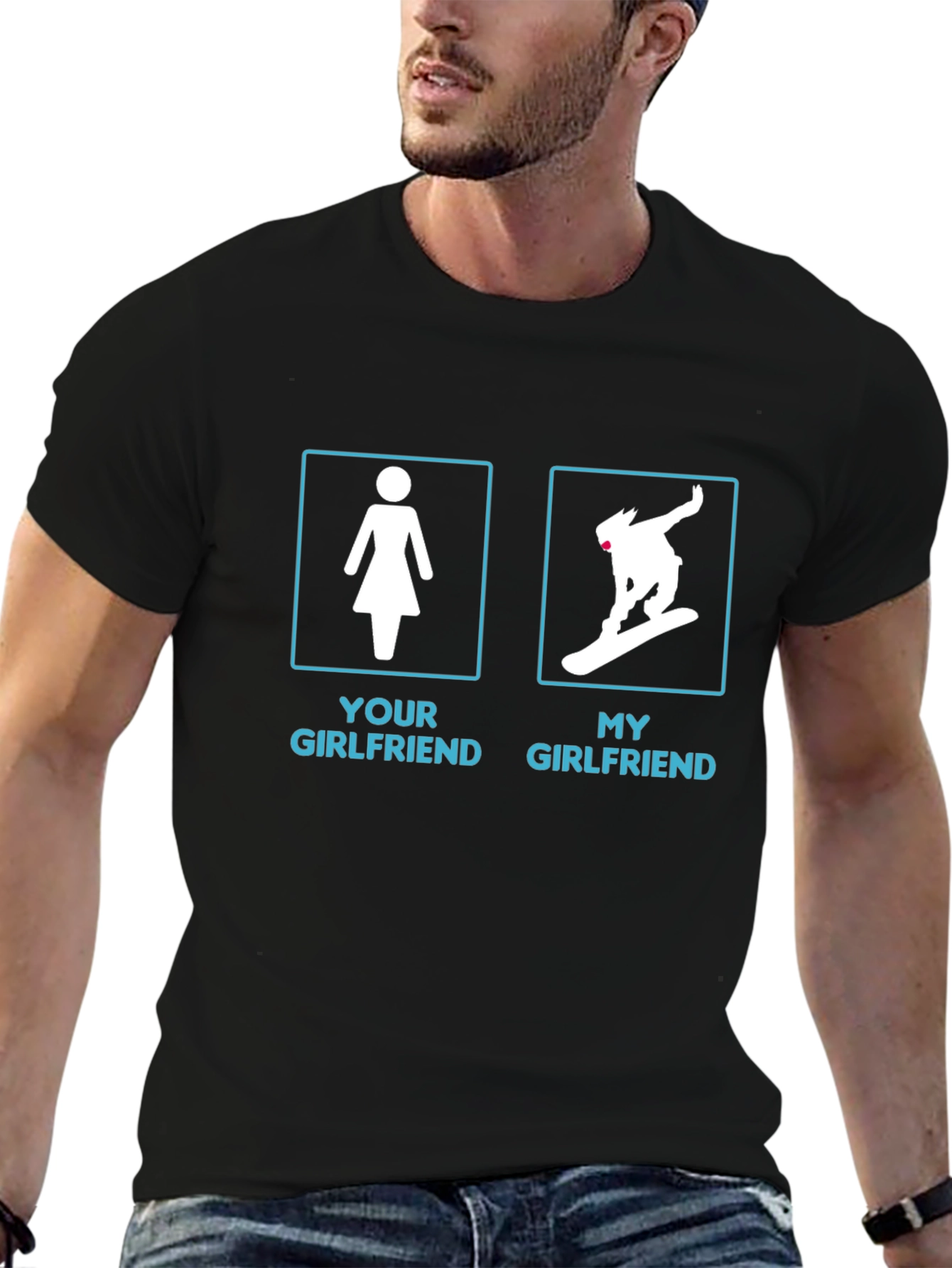 Funny My Girlfriend Snowboarding Graphic Tee