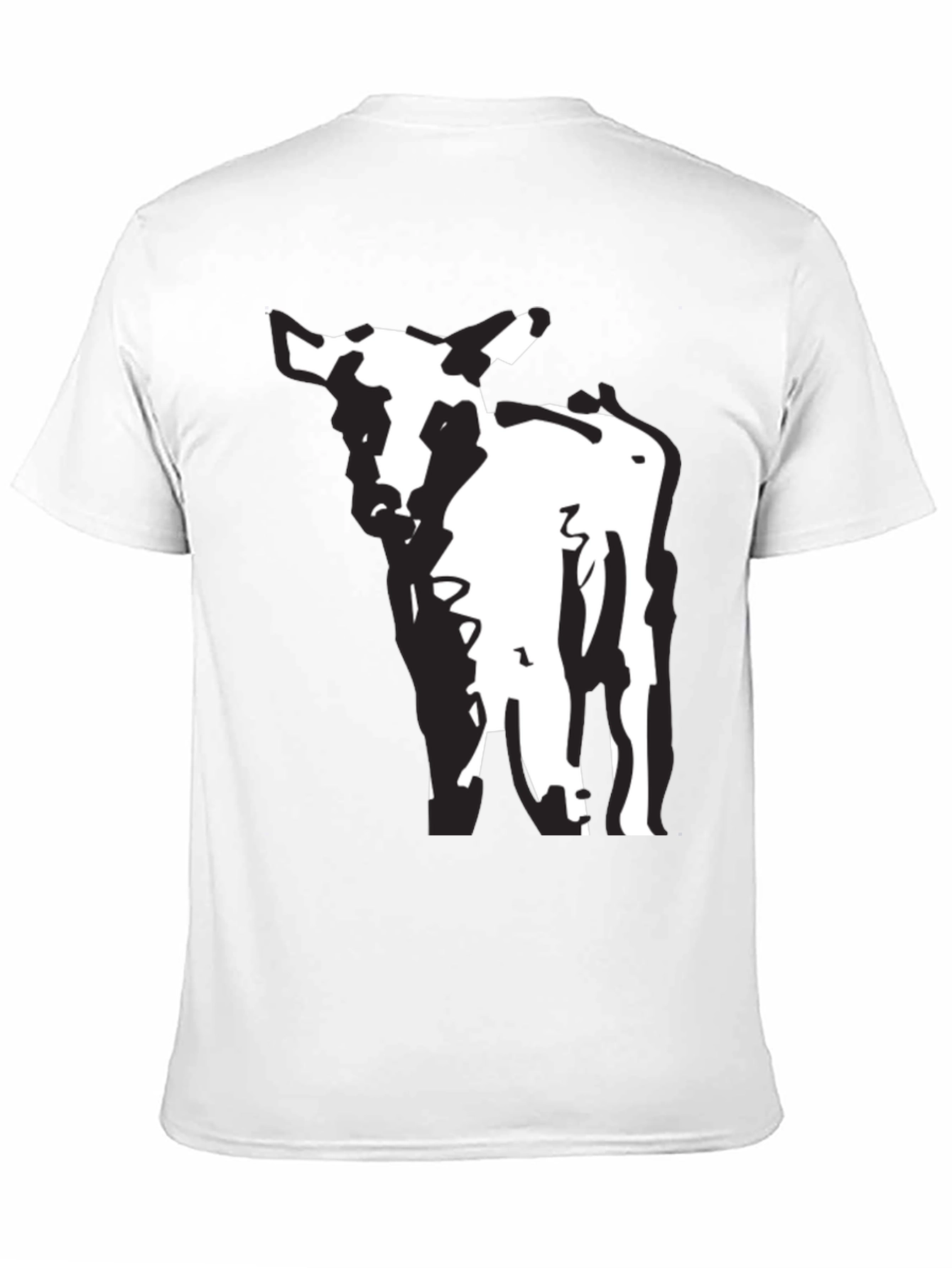 Black T-Shirt with Abstract Cow Design