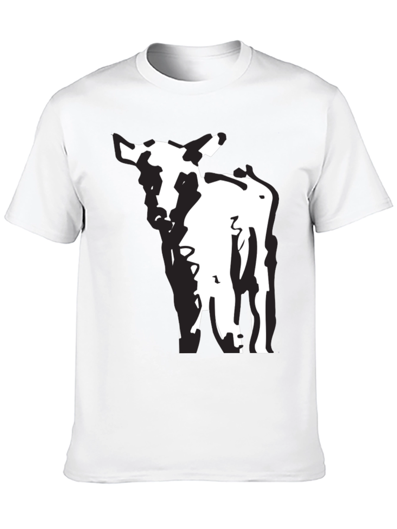 Black T-Shirt with Abstract Cow Design