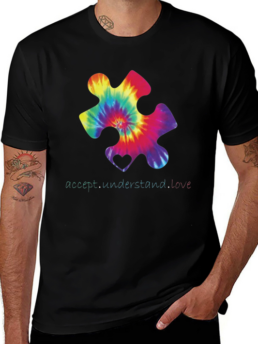 Autism Awareness Tie-Dye Puzzle Piece T-Shirt