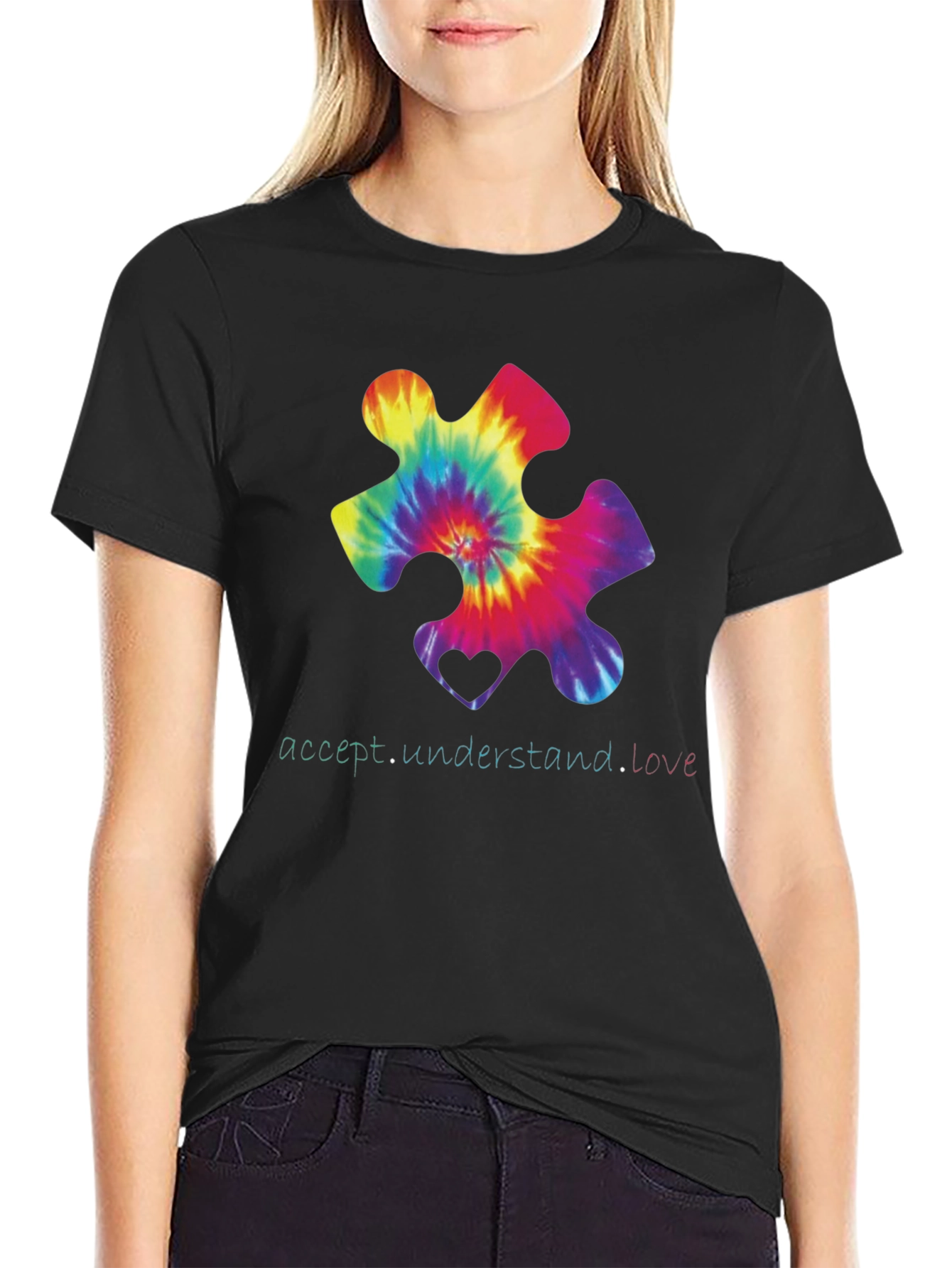 Autism Awareness Tie-Dye Puzzle Piece T-Shirt