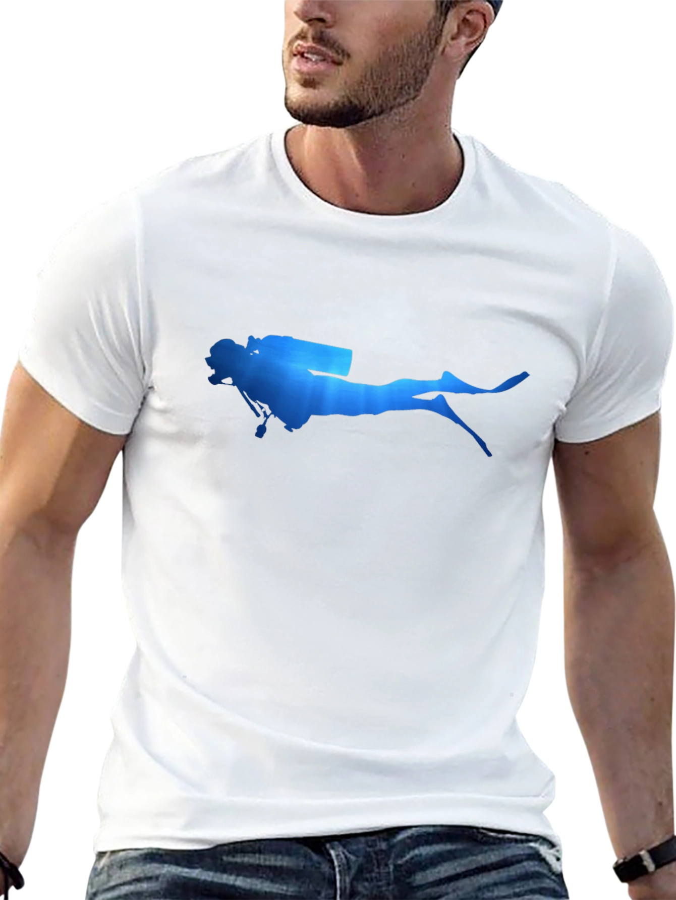 Diver Silhouette T-Shirt - Black Cotton Tee