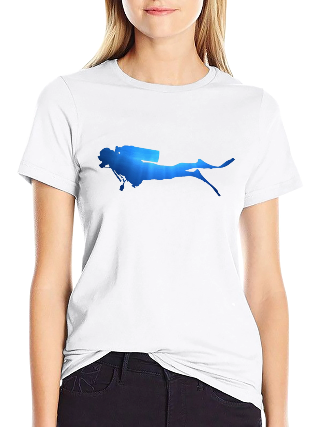 Diver Silhouette T-Shirt - Black Cotton Tee