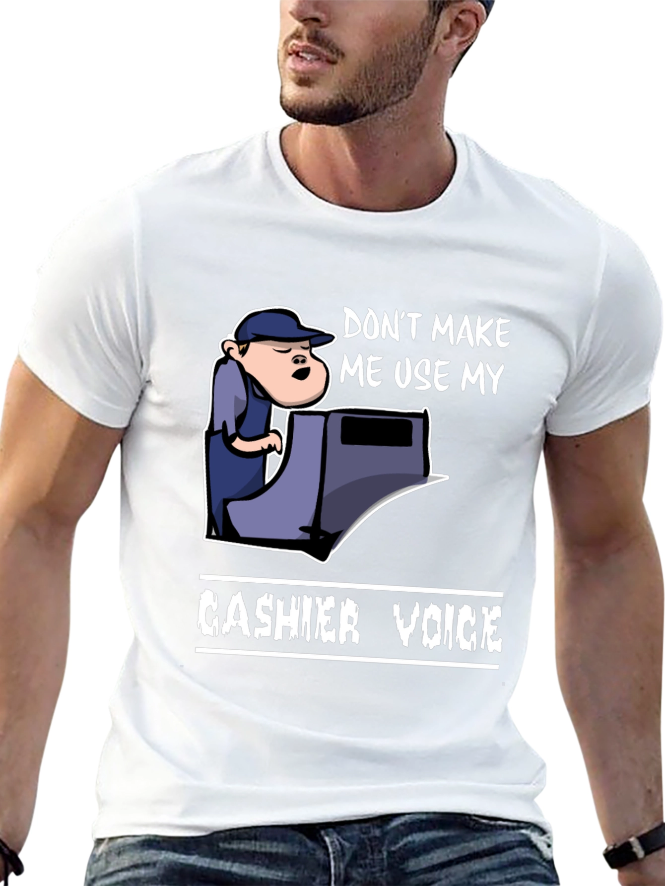 Cashier Voice Graphic Tee - Funny Retail T-Shirt