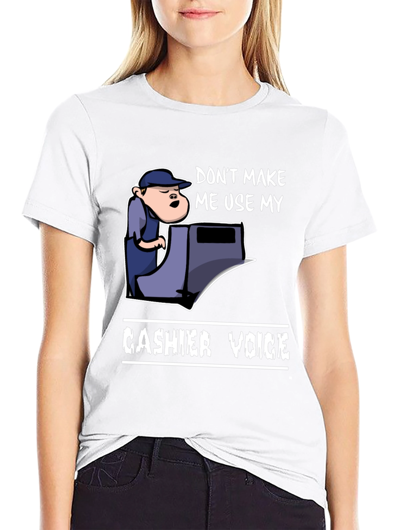 Cashier Voice Graphic Tee - Funny Retail T-Shirt