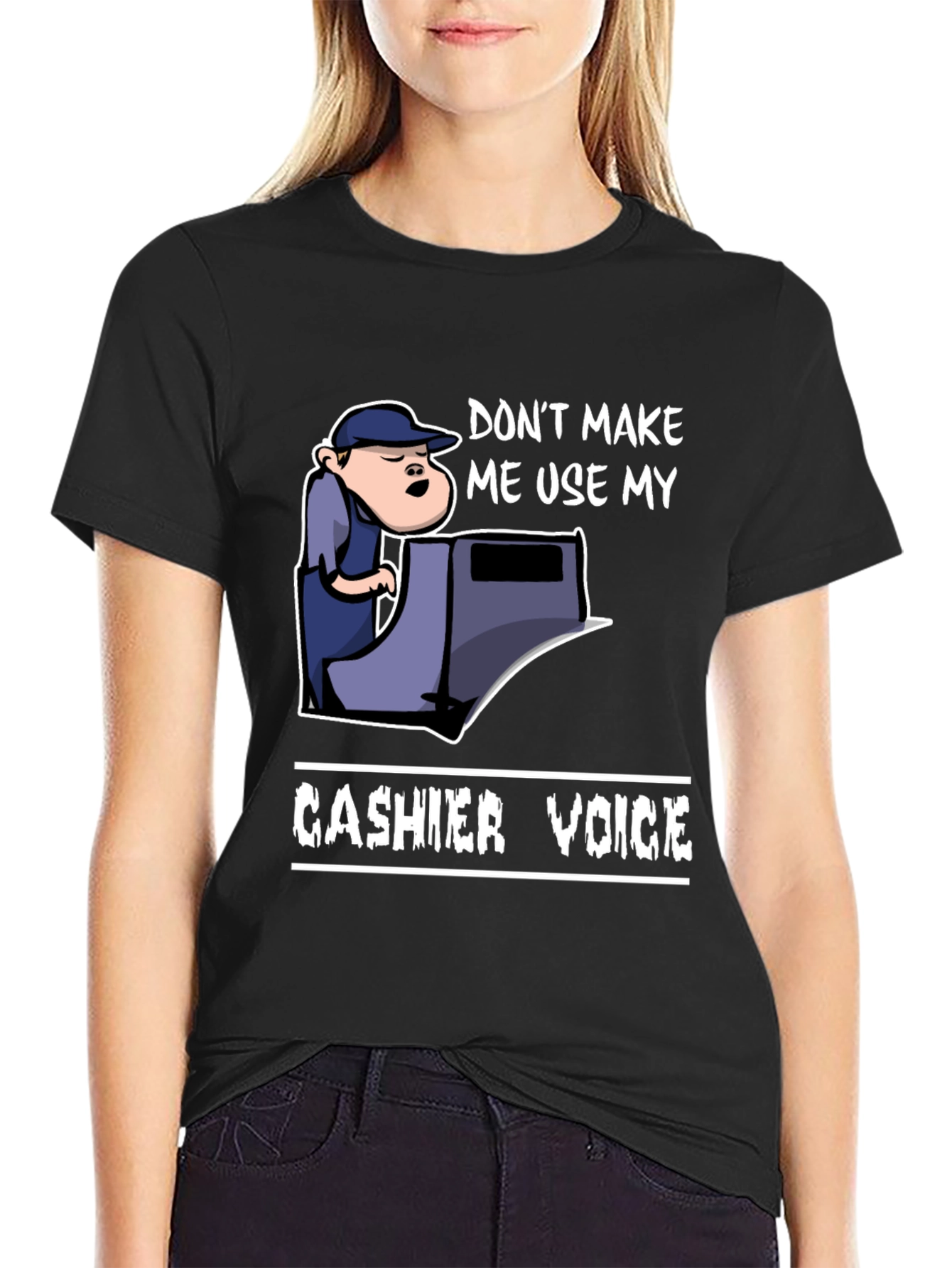 Cashier Voice Graphic Tee - Funny Retail T-Shirt