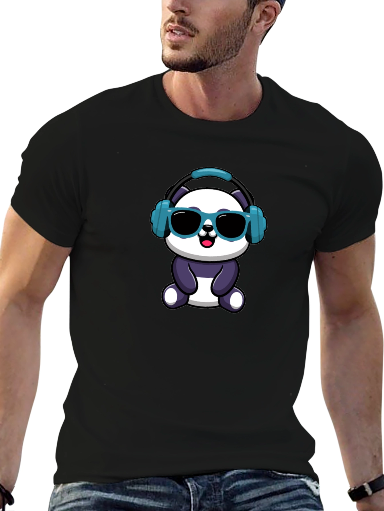 Cool Panda Graphic Tee - Black Cotton T-Shirt