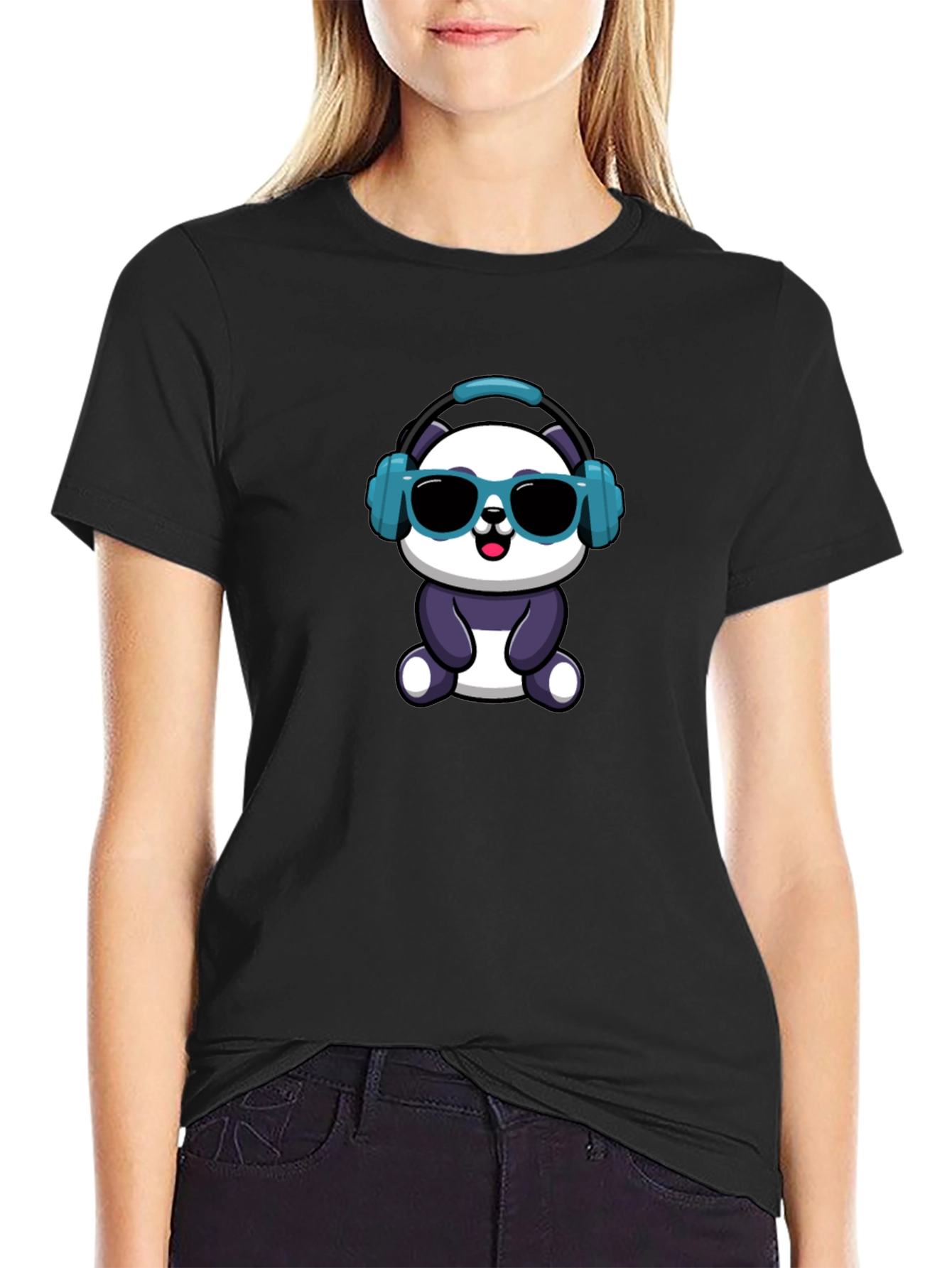 Cool Panda Graphic Tee - Black Cotton T-Shirt
