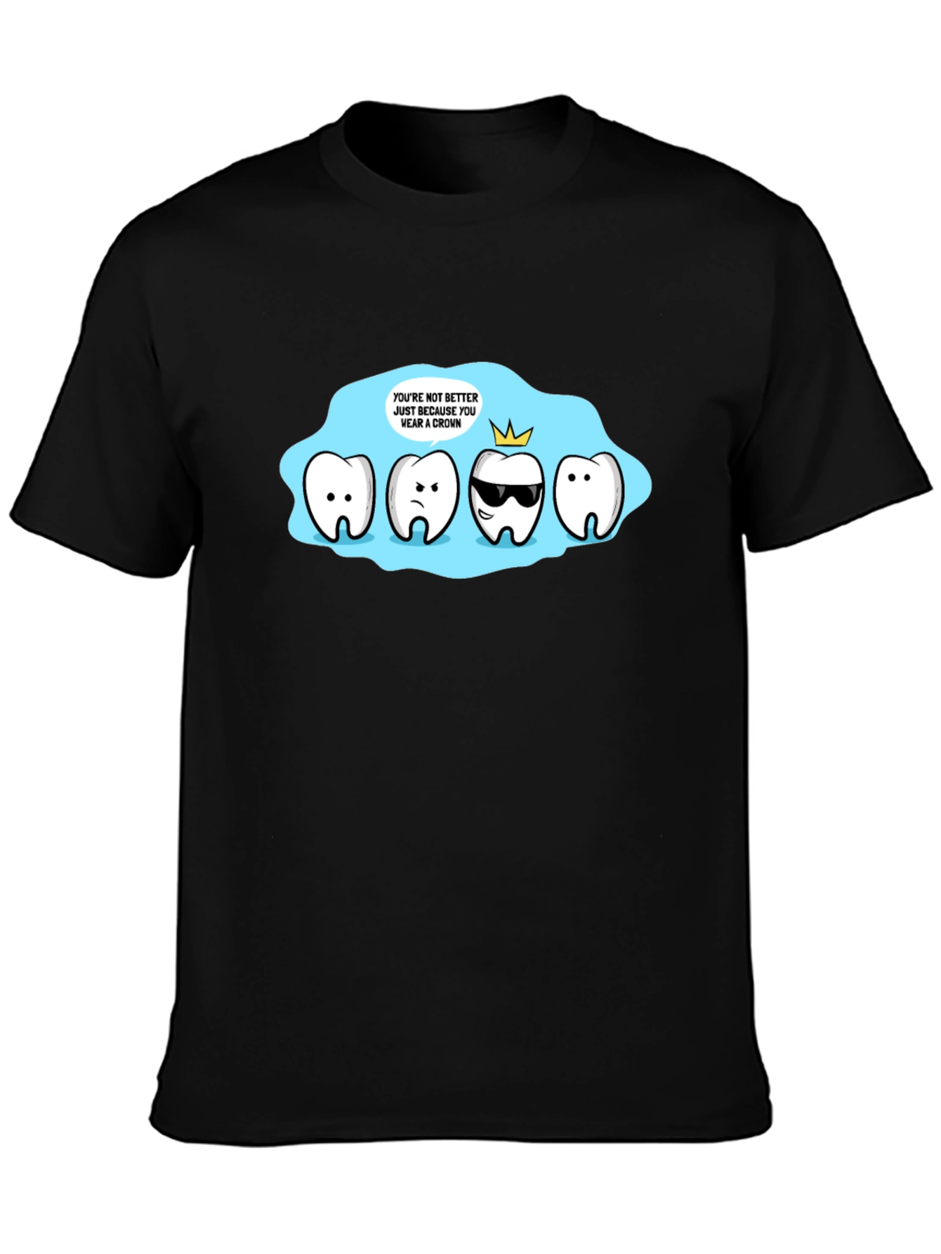 Crown Cartoon Graphic Black T-Shirt